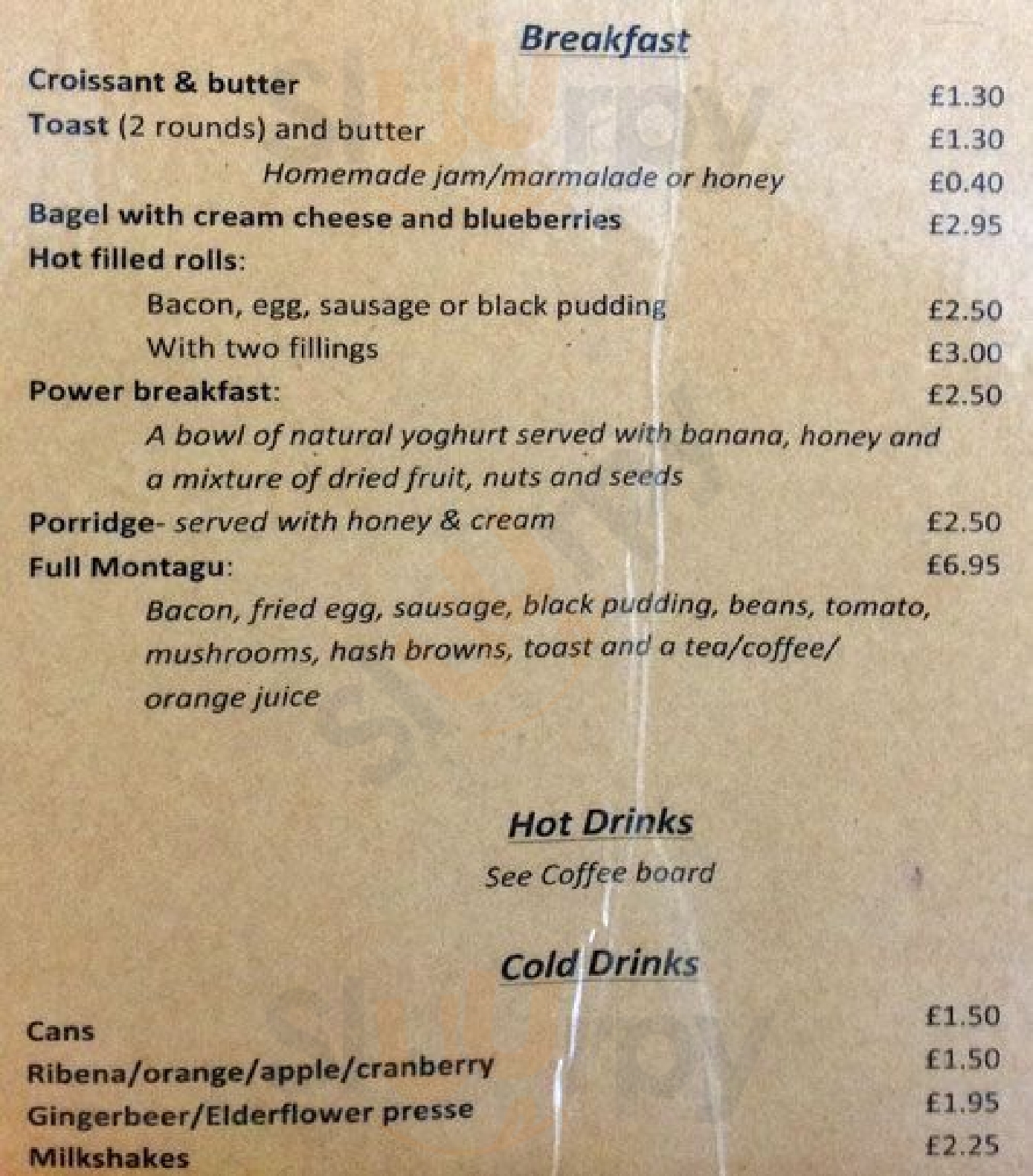 Cafe Montagu Edinburgh Menu - 1