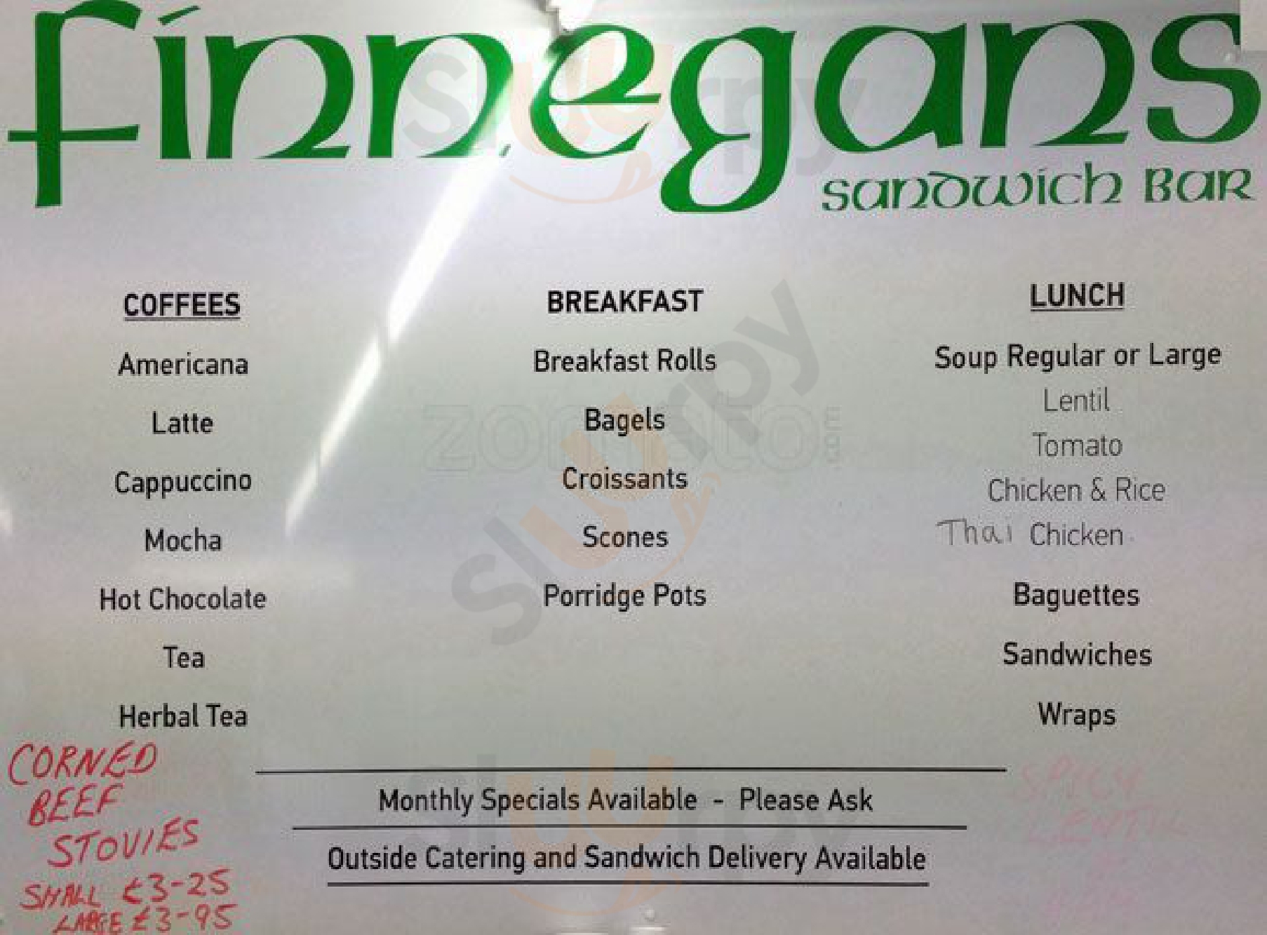 Finnegans Sandwich Bar Edinburgh Menu - 1