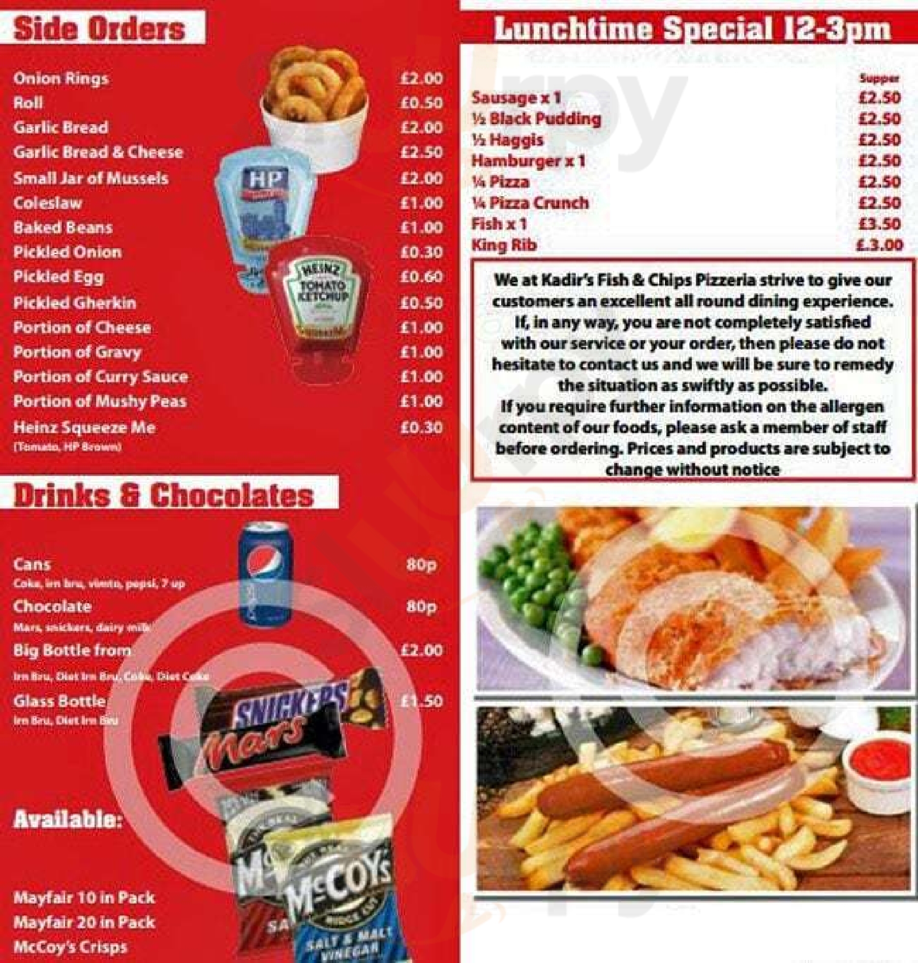 Kadirs Fish & Chips Glasgow Menu - 1