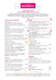 The Museum Brasserie menu