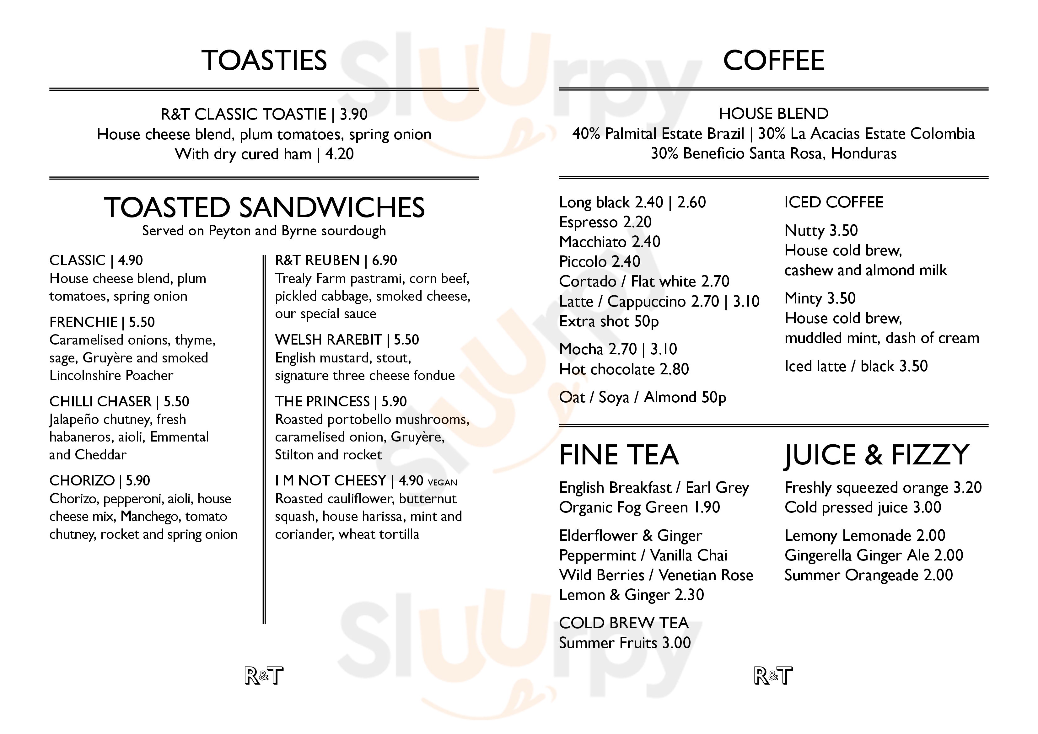 Roastery And Toastery Greater London Menu - 1
