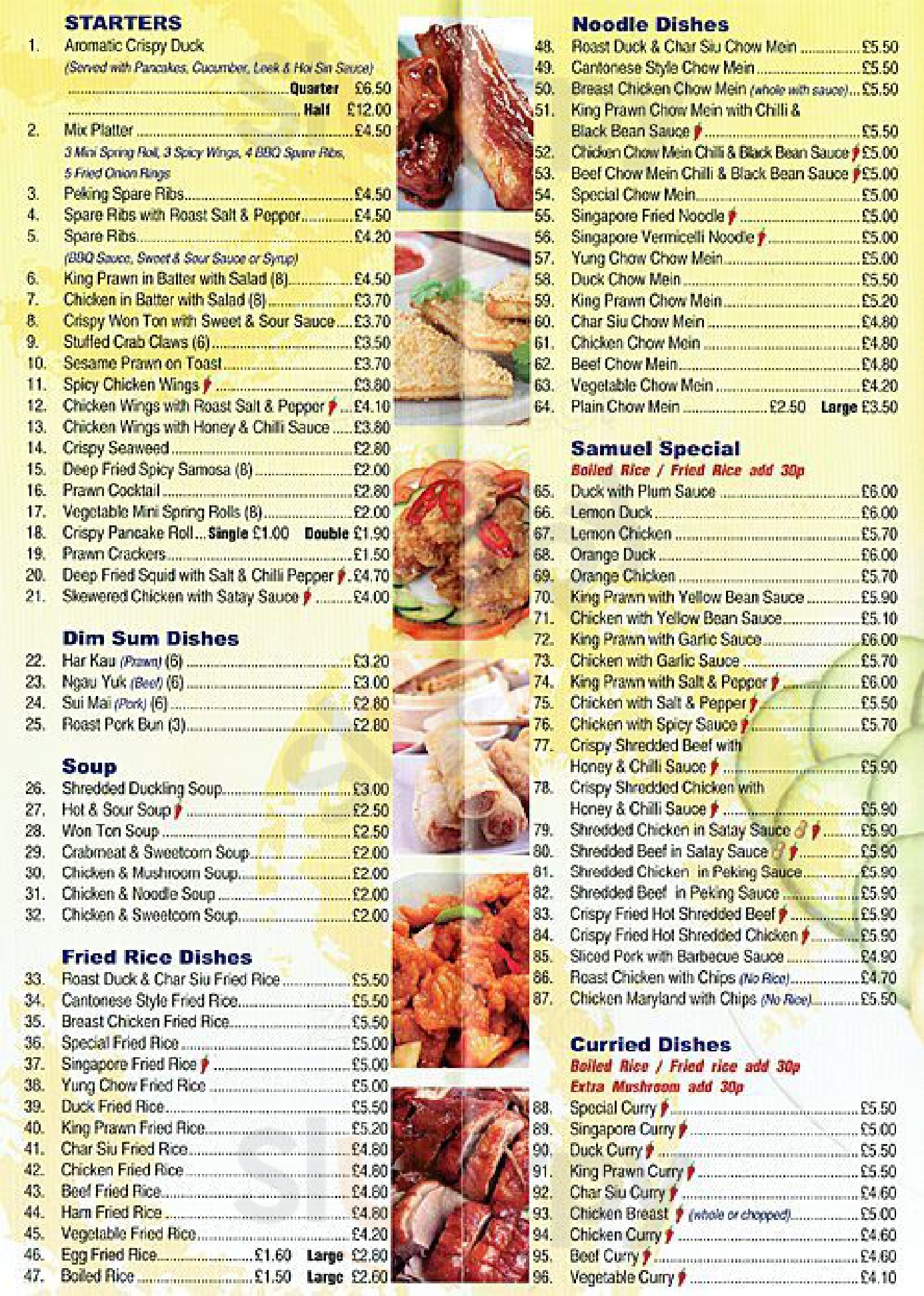 Sammie Chinese Takeaway Edinburgh Menu - 1