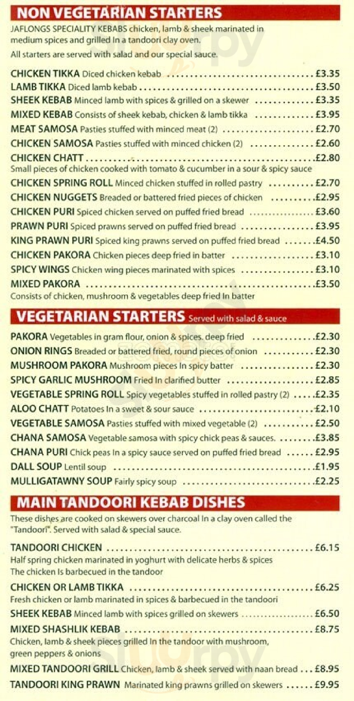 Jaflong Edinburgh Menu - 1