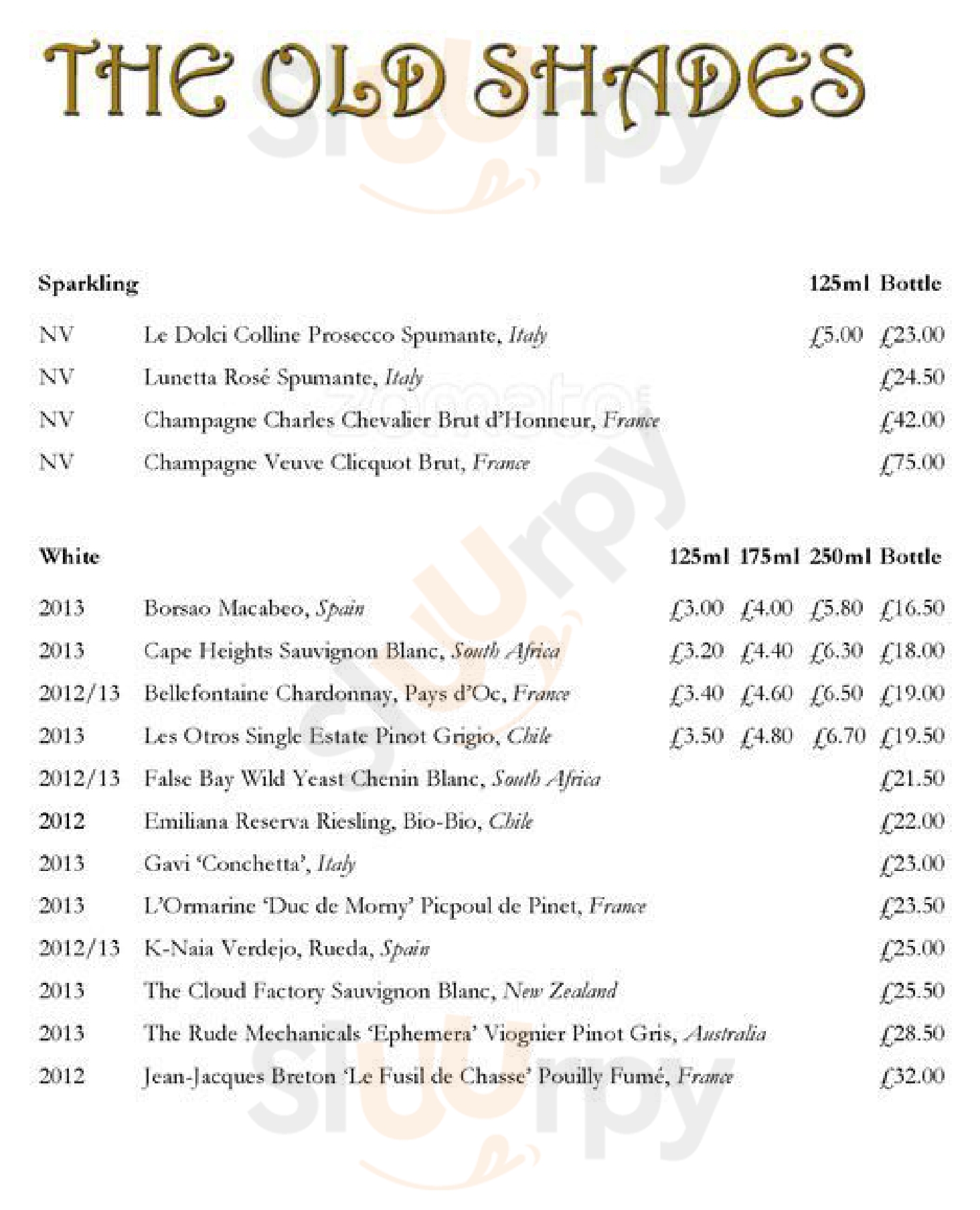 The Old Shades London Pub & Dining London Menu - 1