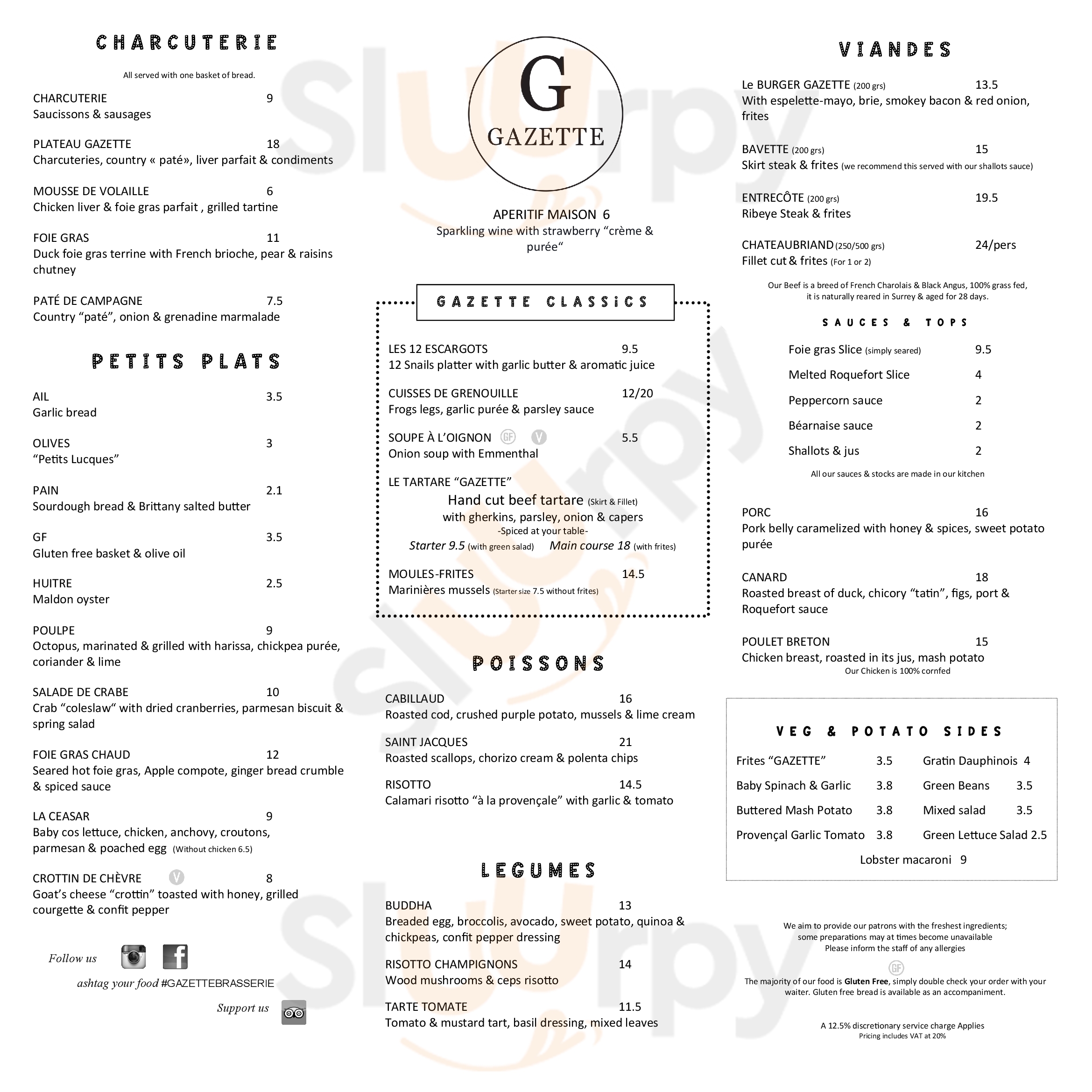 Gazette Putney London Menu - 1