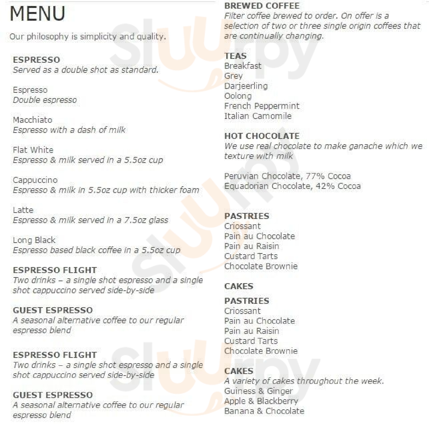 Main Menu - The Association Coffee