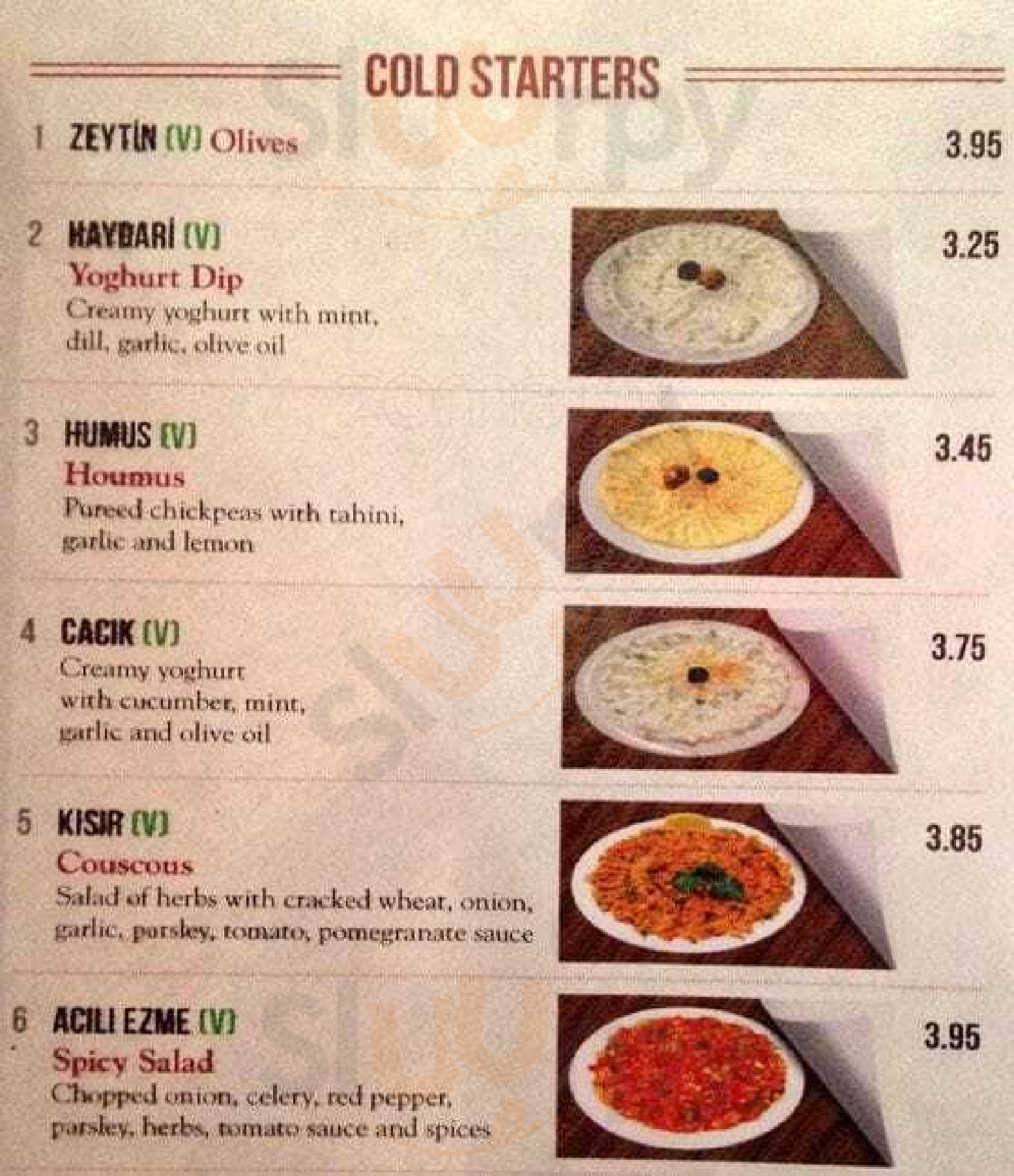 Evin Cafe Restaurant London Menu - 1