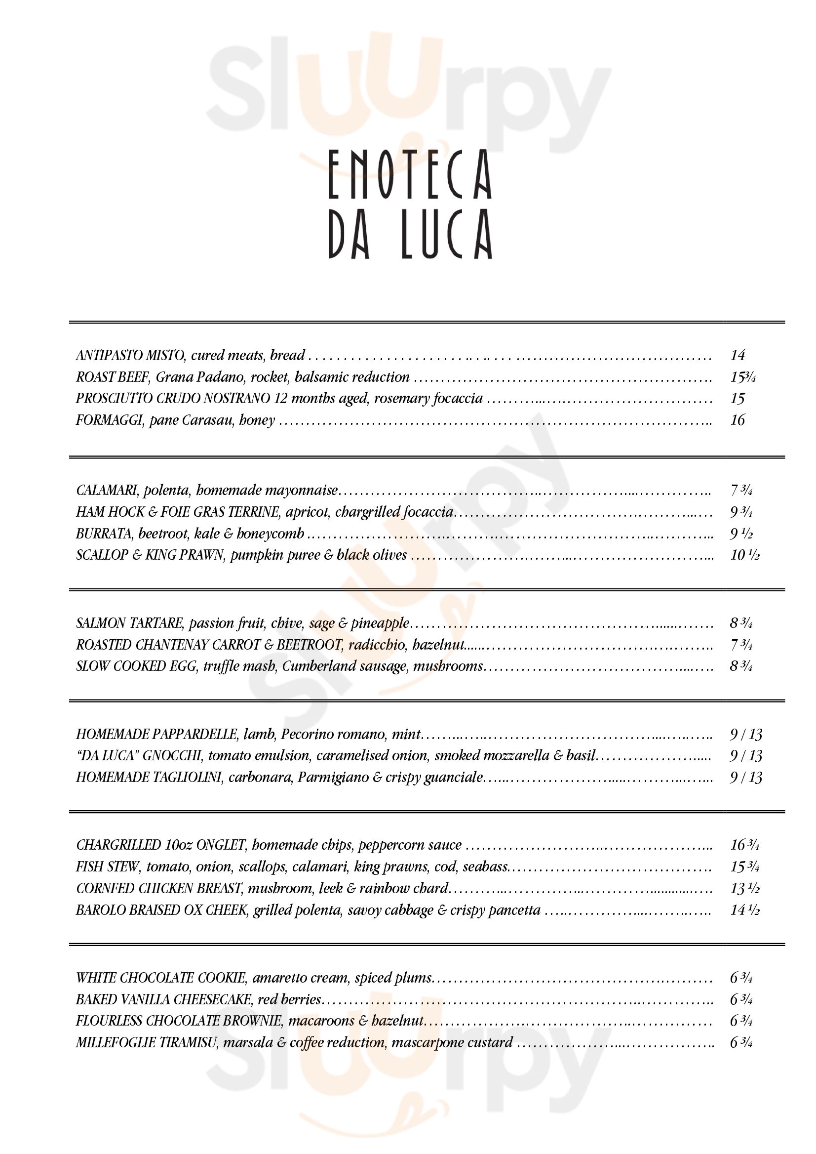 Enoteca Da Luca - St Paul's London Menu - 1