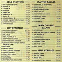 Lydia Cafe menu