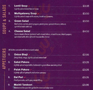 The Coriander Leaf menu