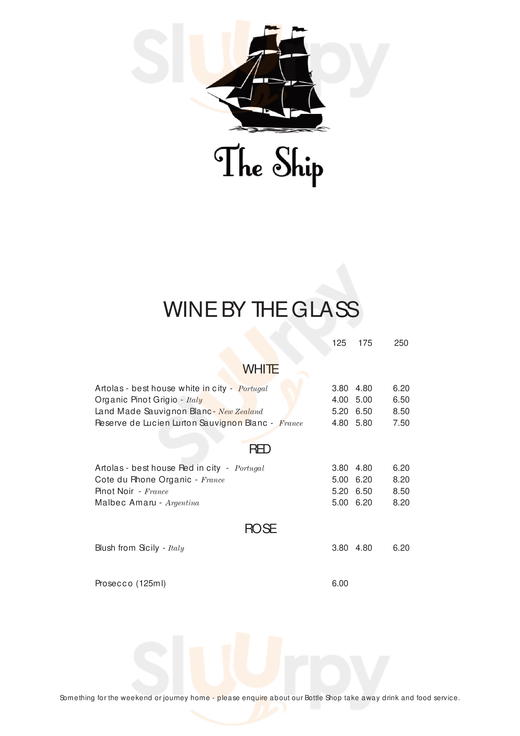 The Ship London Menu - 1