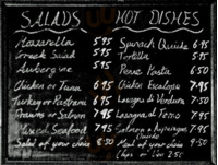 Ruskin's Cafe menu