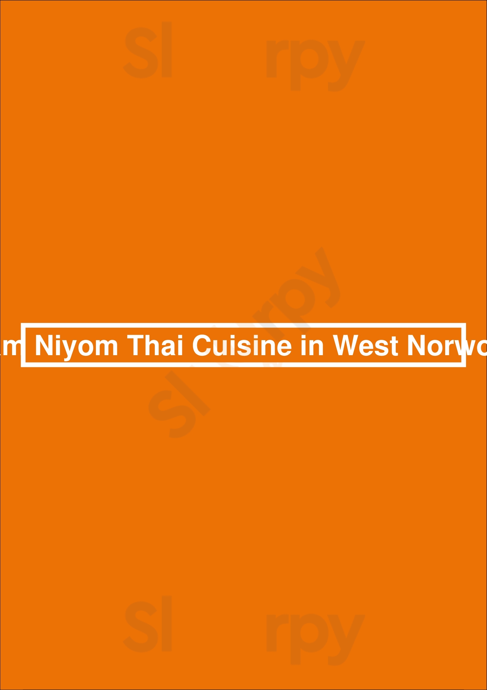 Siam Niyom Thai Cuisine In West Norwood London Menu - 1