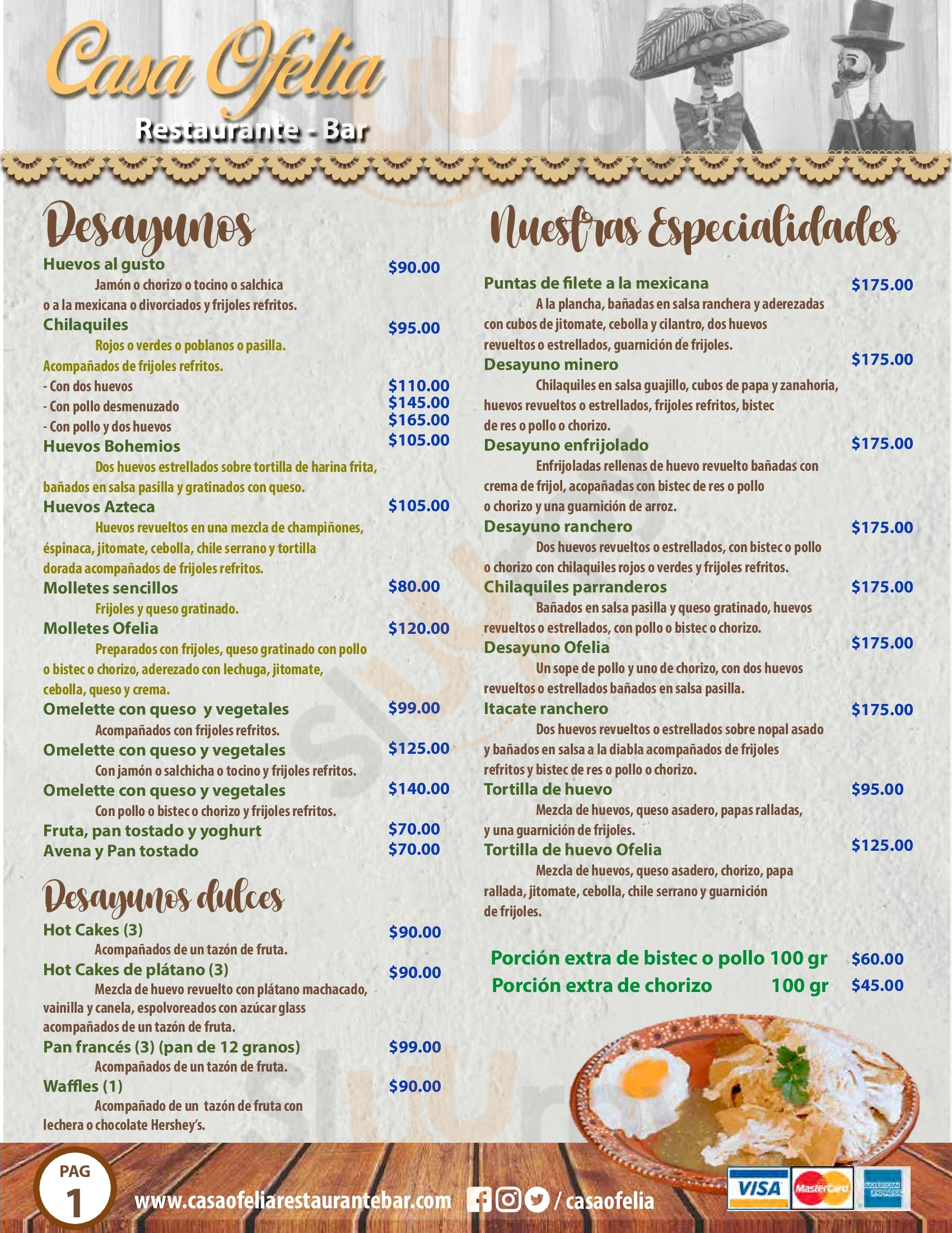 Casa Ofelia Rest-bar Guanajuato Menu - 1