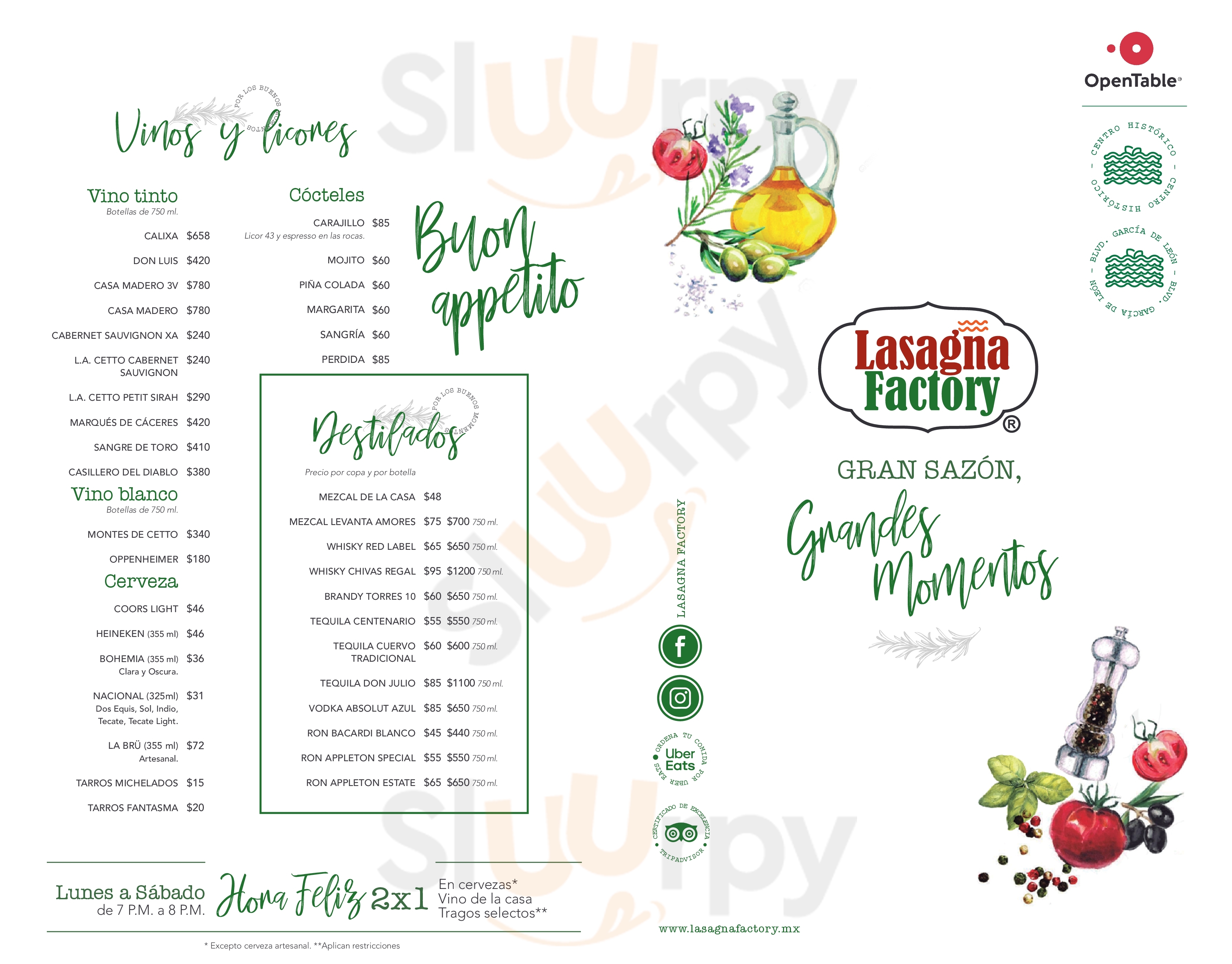 Lasagna Factory Morelia Menu - 1