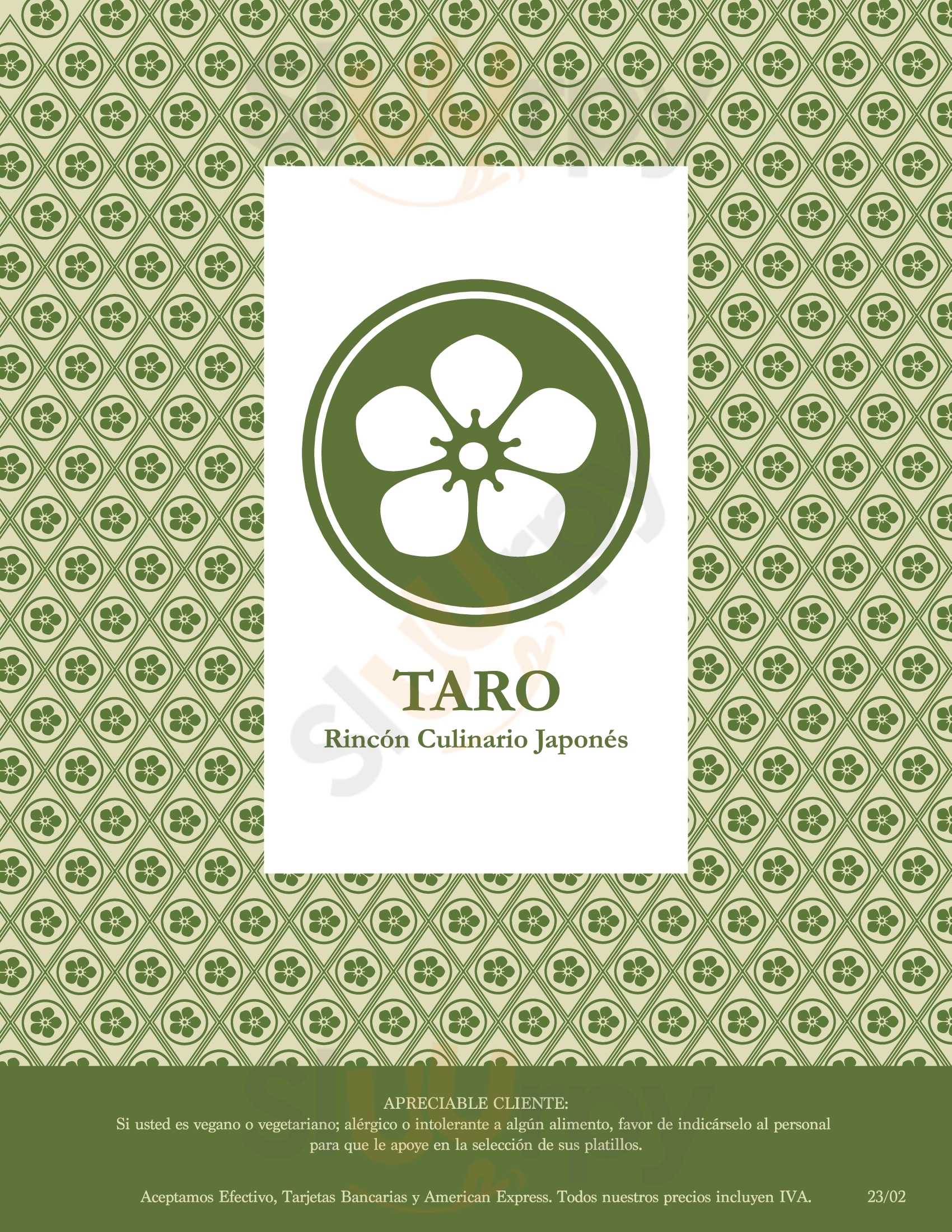 Restaurante Taro Ciudad de México Menu - 1