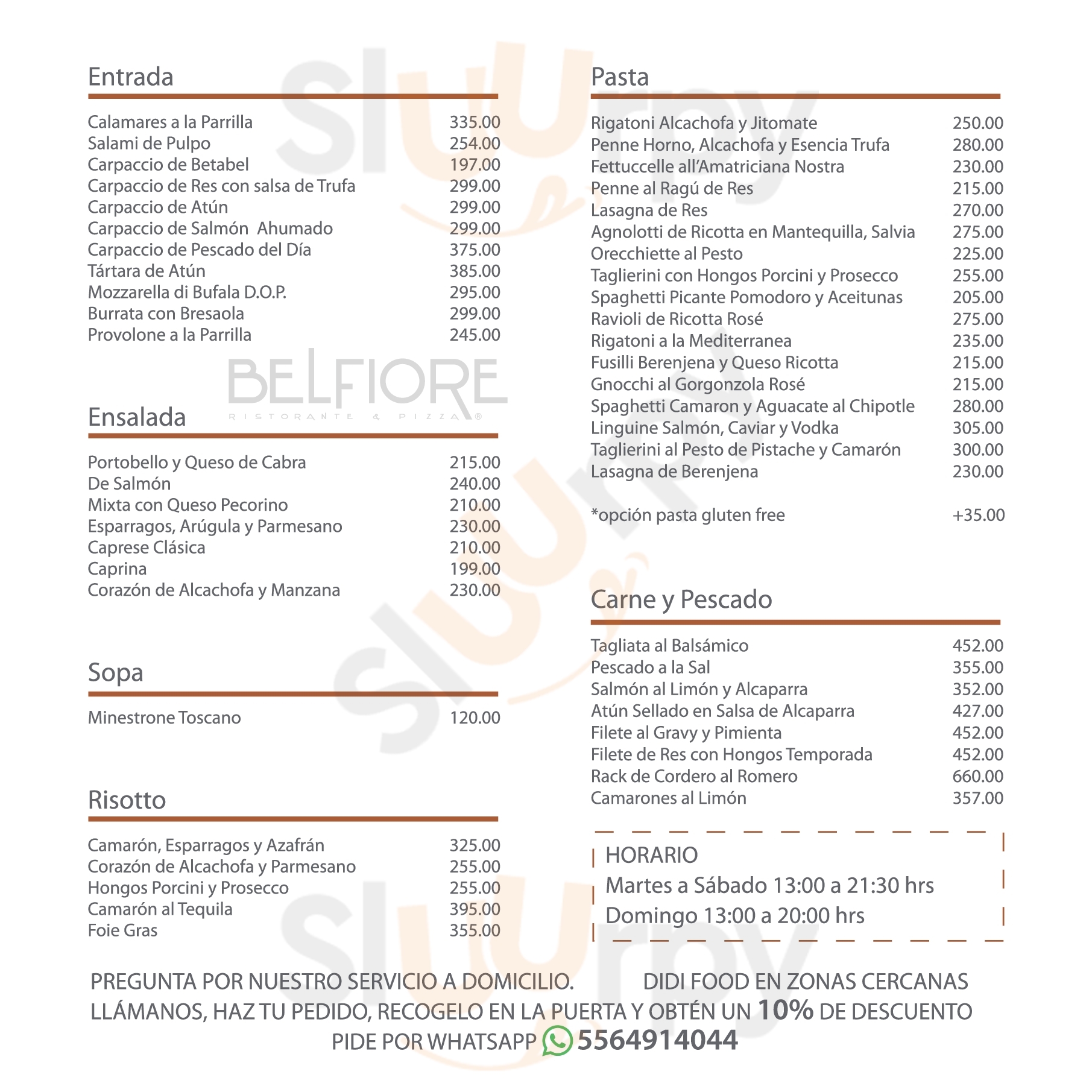 Belfiore Ristorante & Pizza Ciudad de México Menu - 1