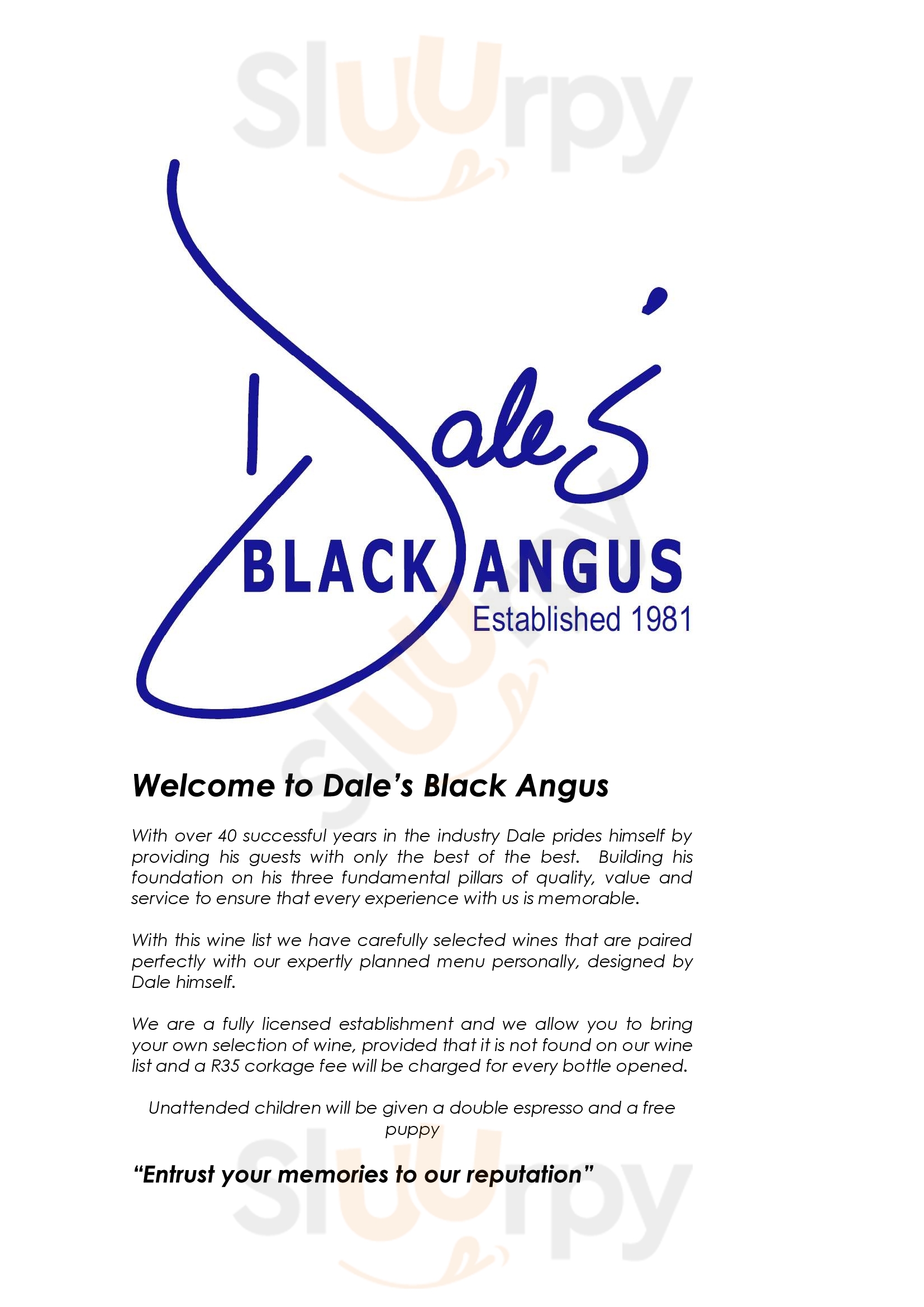 Dale's Black Angus Grill Milnerton Menu - 1