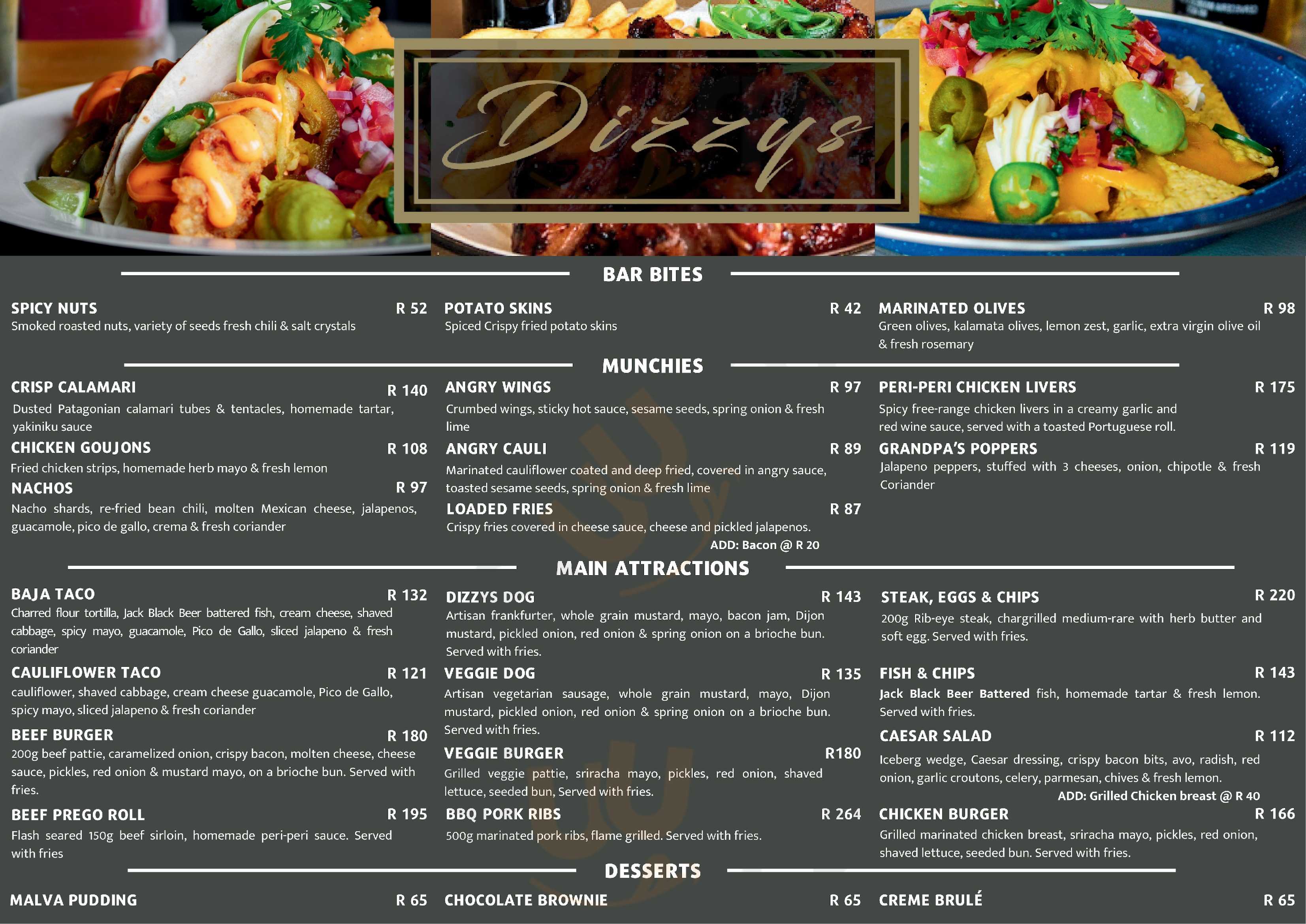 Dizzys Restaurant & Bar Camps Bay Menu - 1