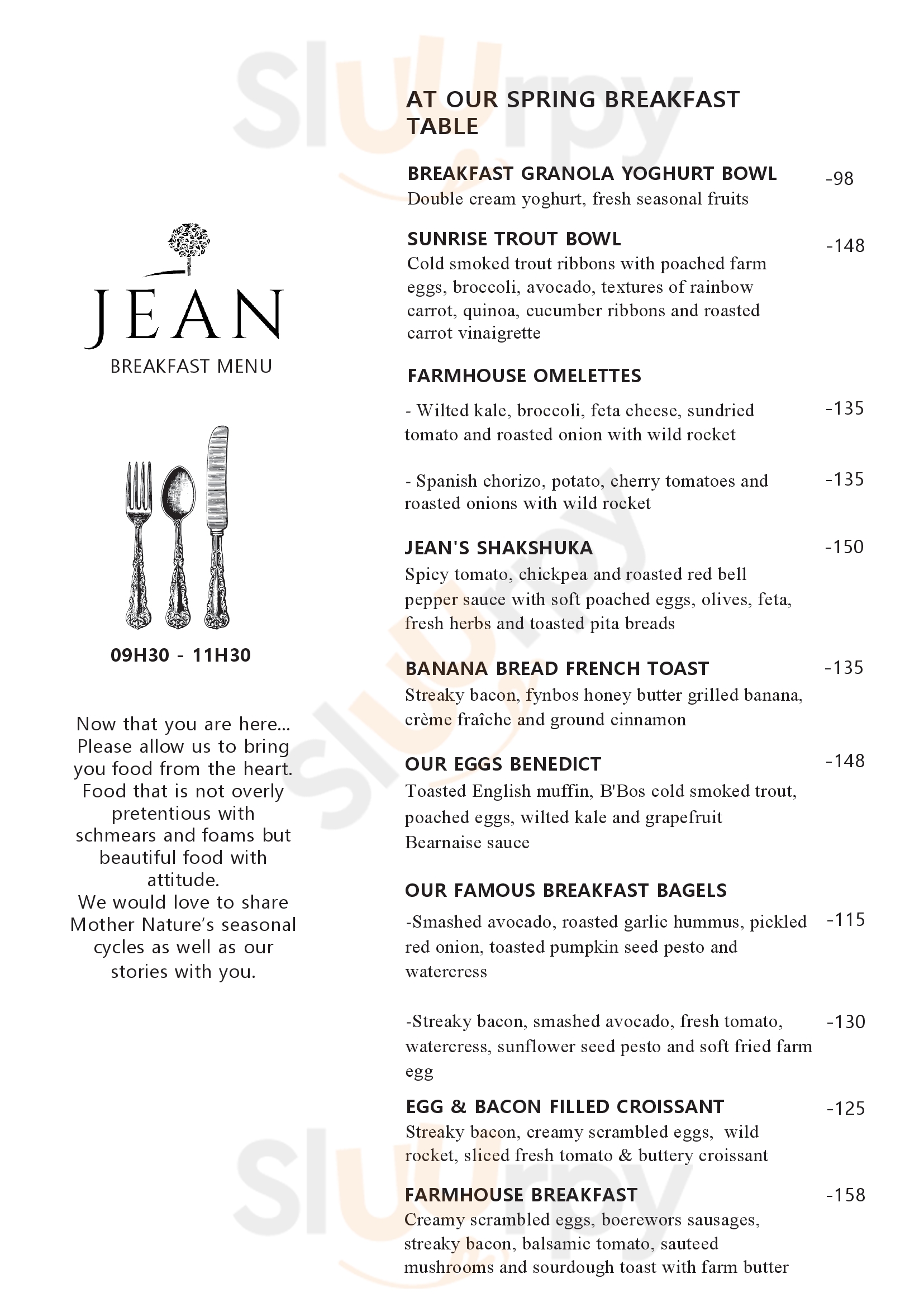 Jean Restaurant Durbanville Menu - 1