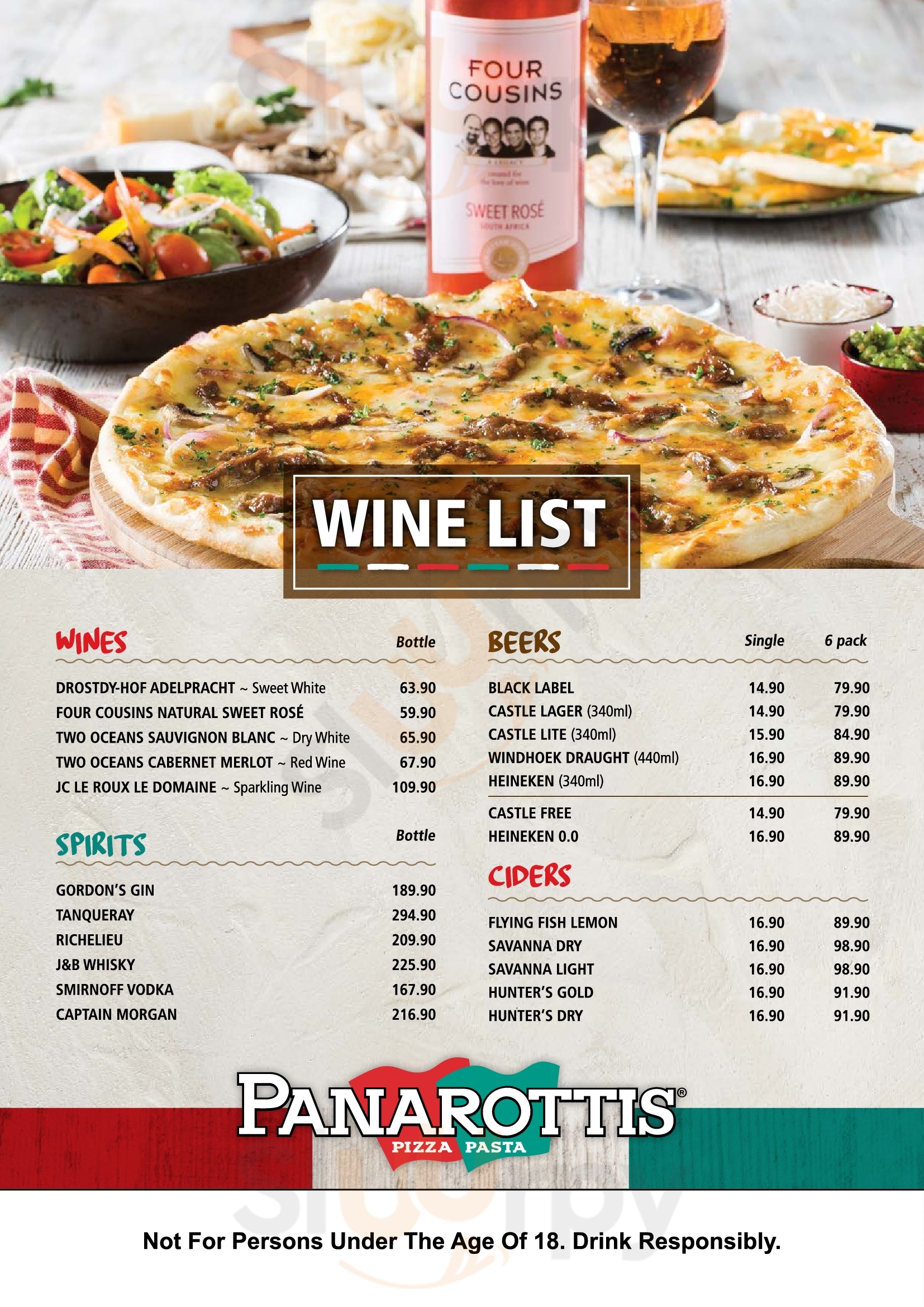 Panarotti's Pizza Pasta Roodepoort Menu - 1