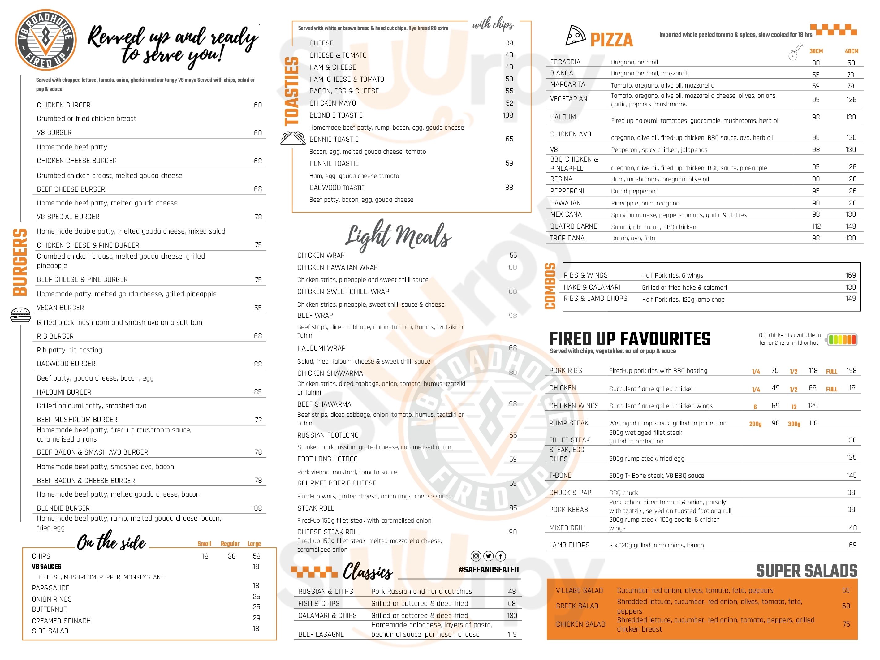 V8 Roadhouse & Family Restaurant Schoemansville Menu - 1