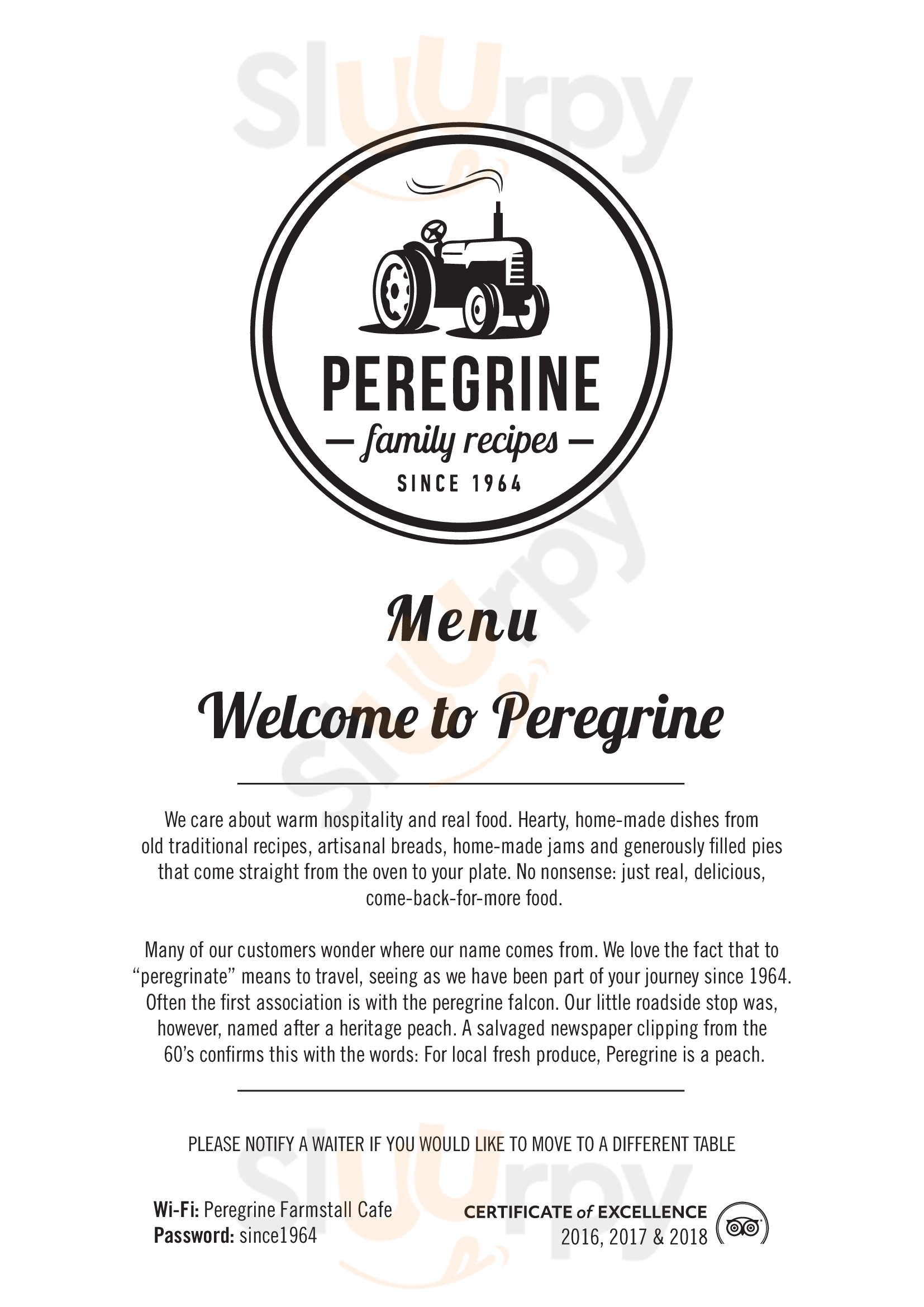 Peregrine Farm Stall Grabouw Menu - 1