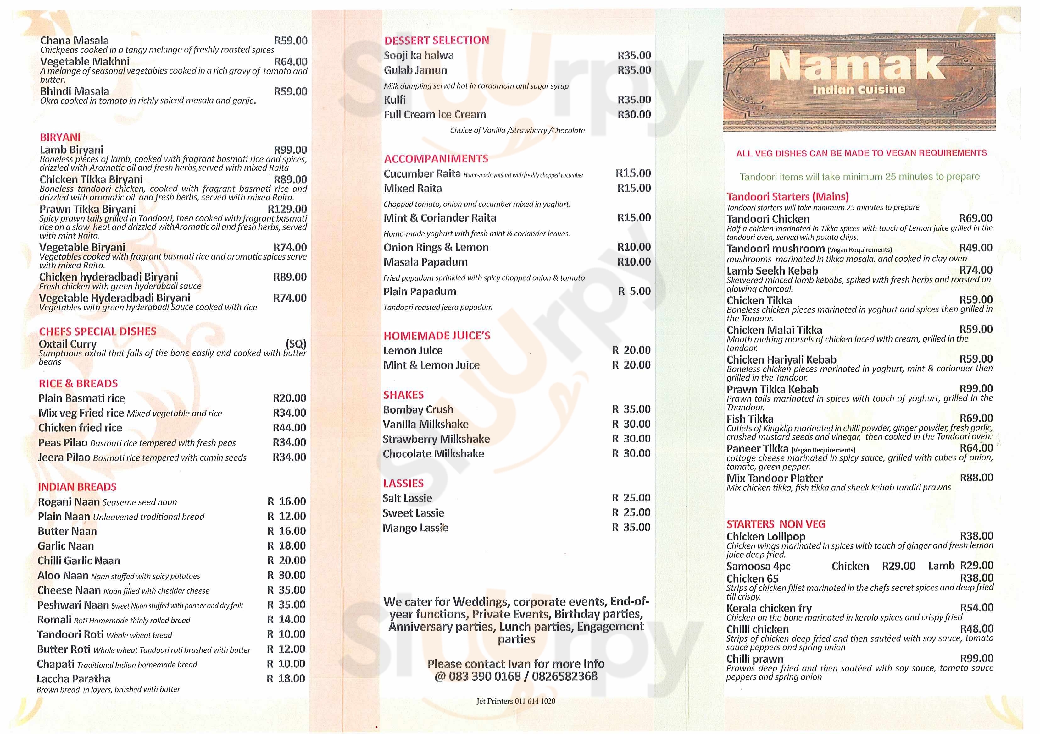 Namak Indian Cuisine Sandton Menu - 1