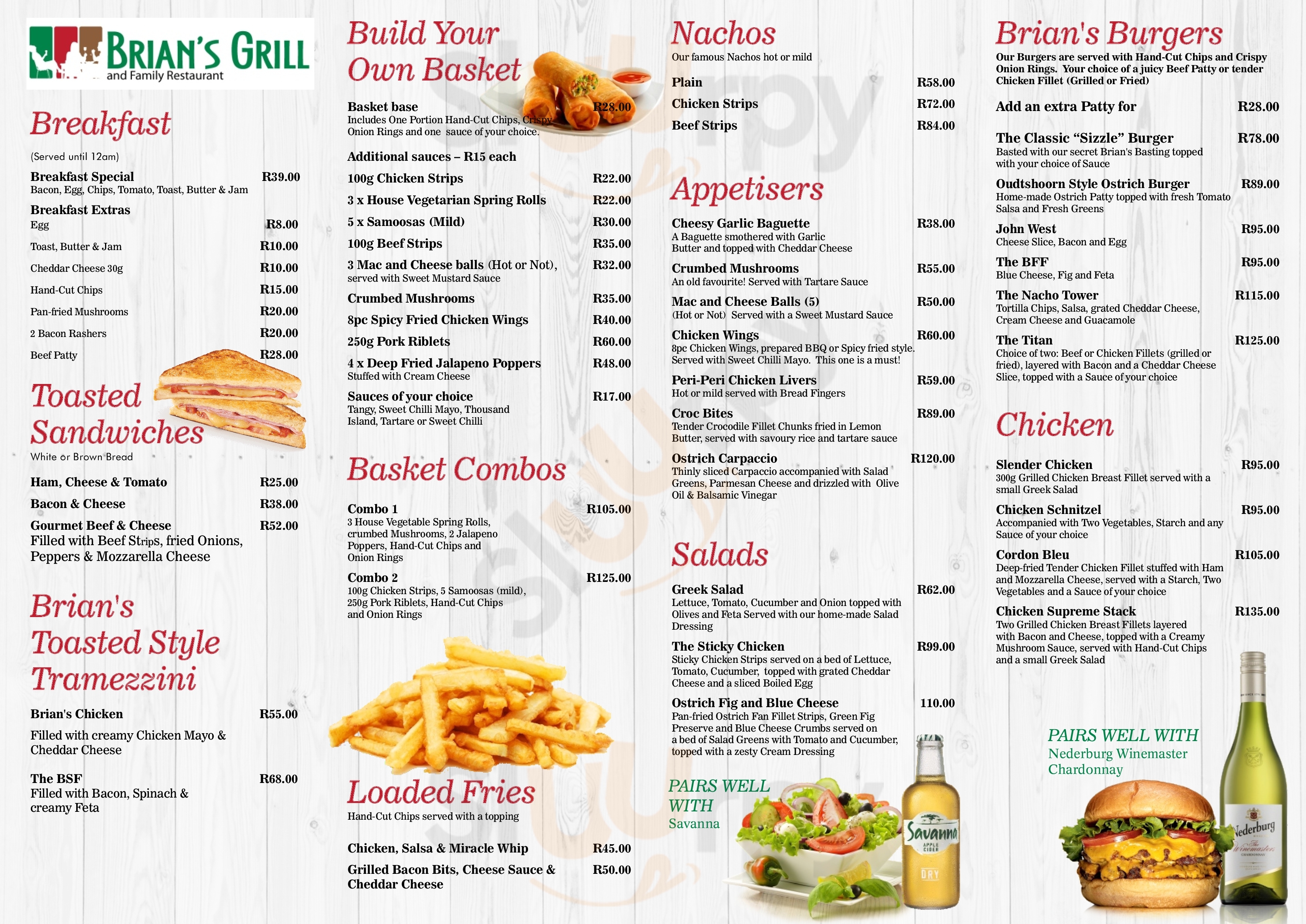 Brian's Grill And Family Restaurant Oudtshoorn Menu - 1