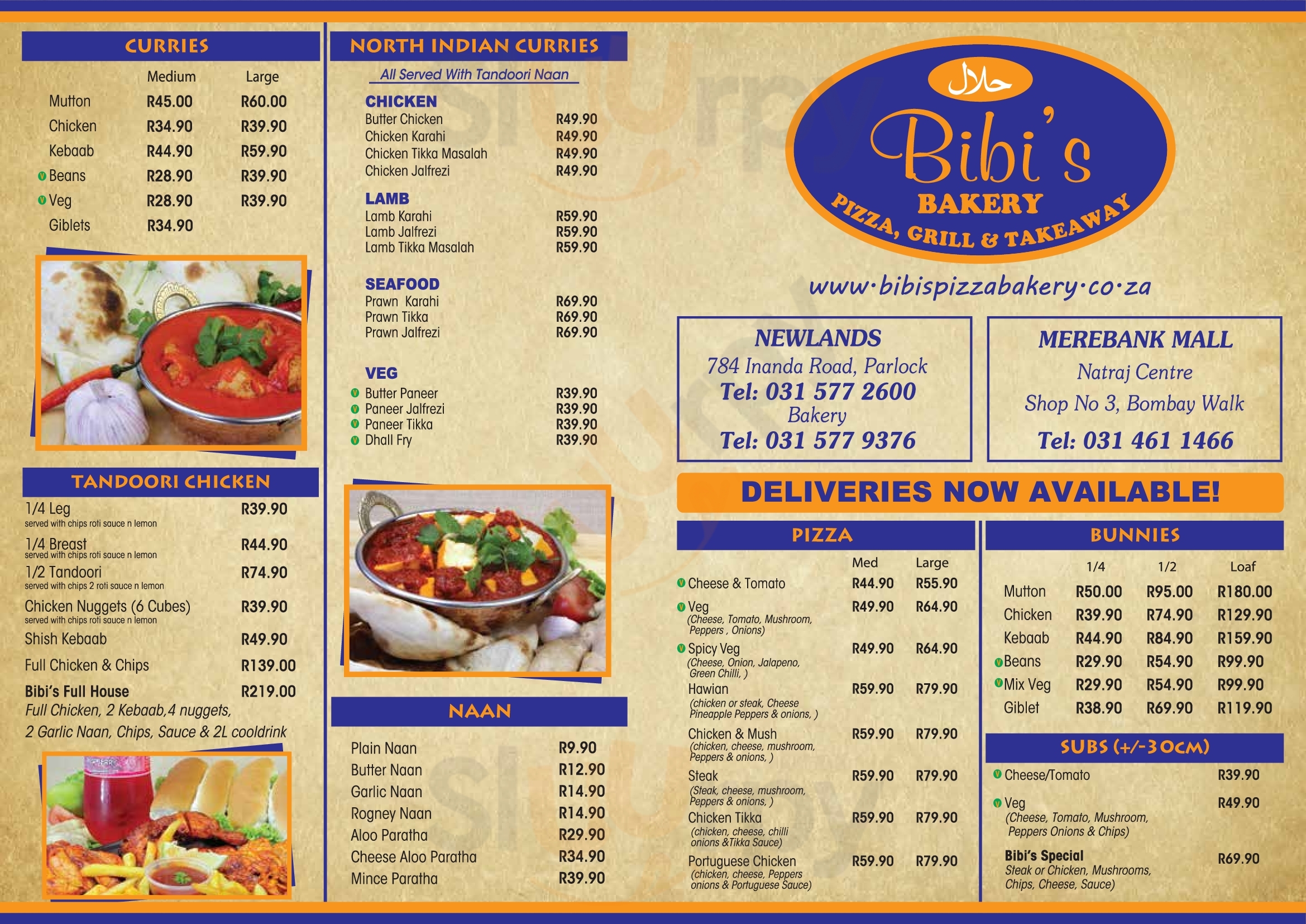 Bibi's Pizza Grill And Bakery Durban Menu - 1