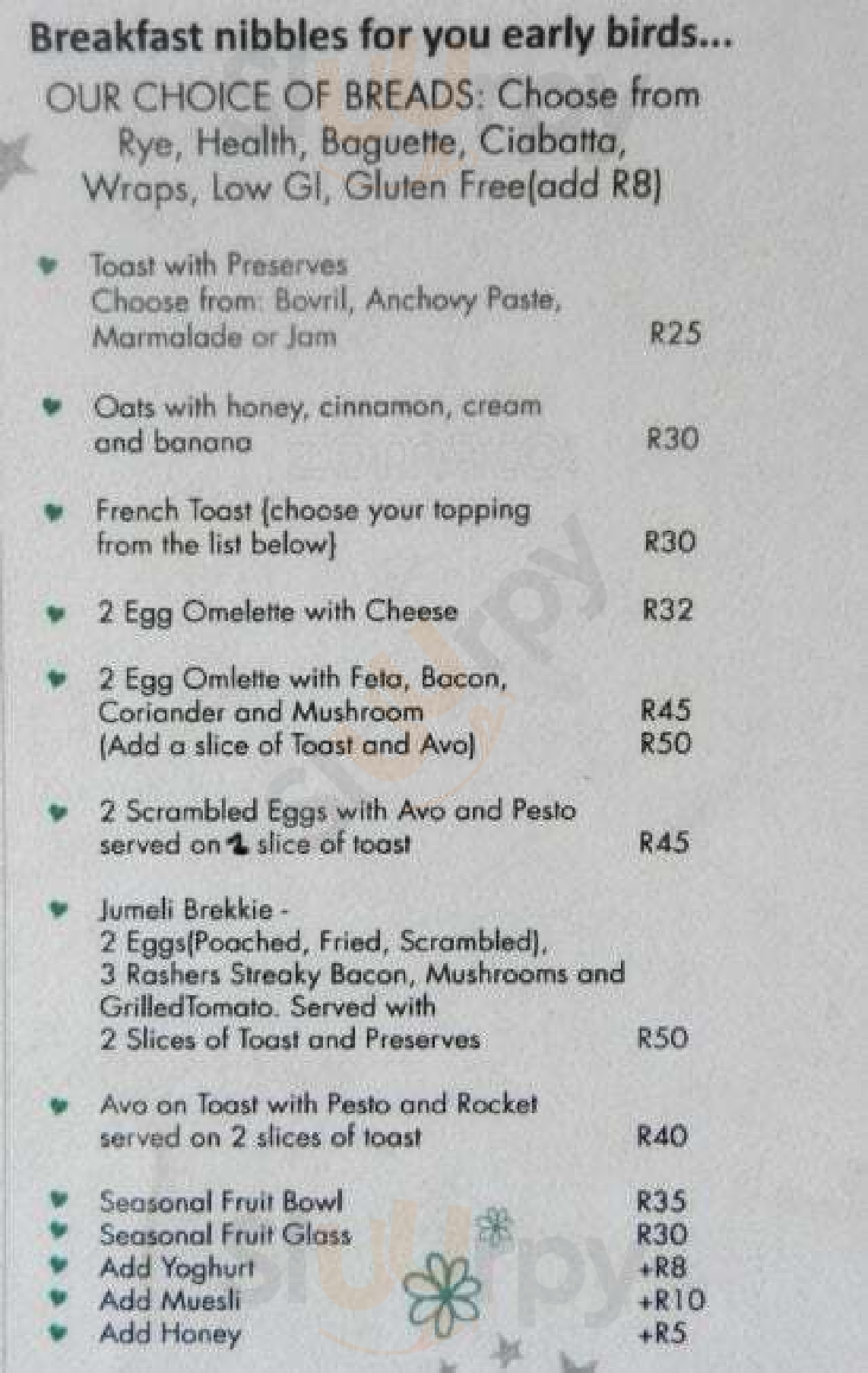 Jumeli Cafe Durban Menu - 1