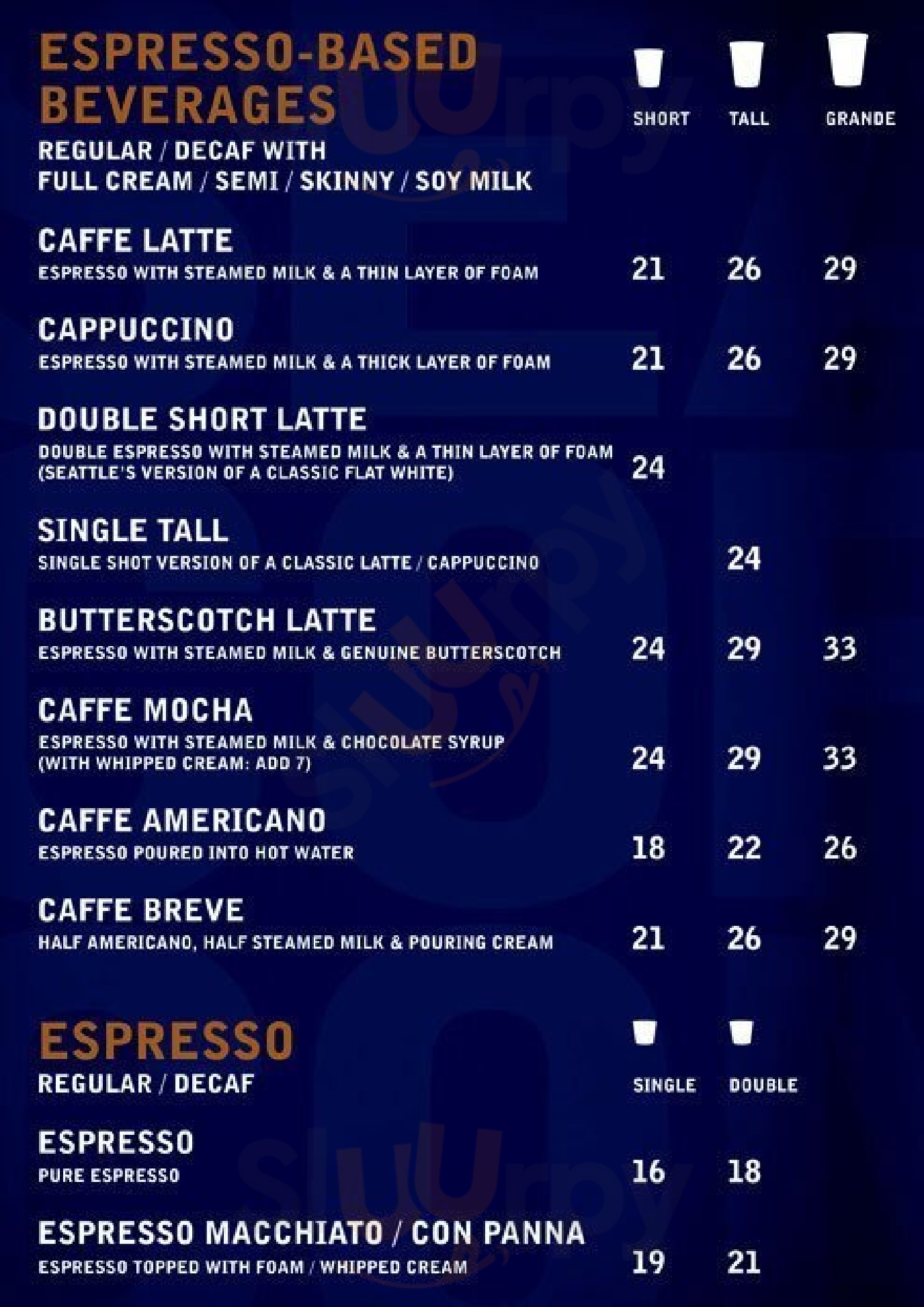 Seattle Coffee Pretoria Menu - 1