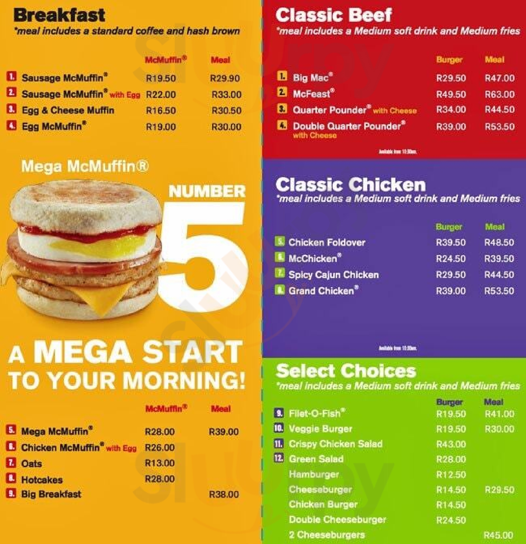 Mcdonald's Pretoria Cbd Pretoria Menu - 1