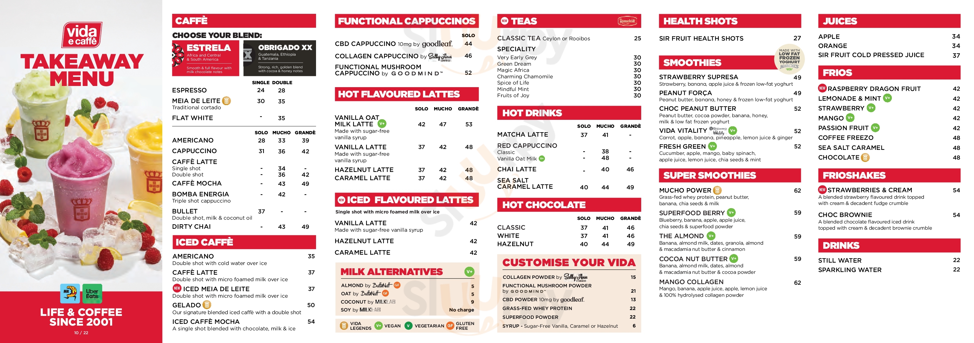 Vida E Caffe Men Cape Town Main Menu Sluurpy
