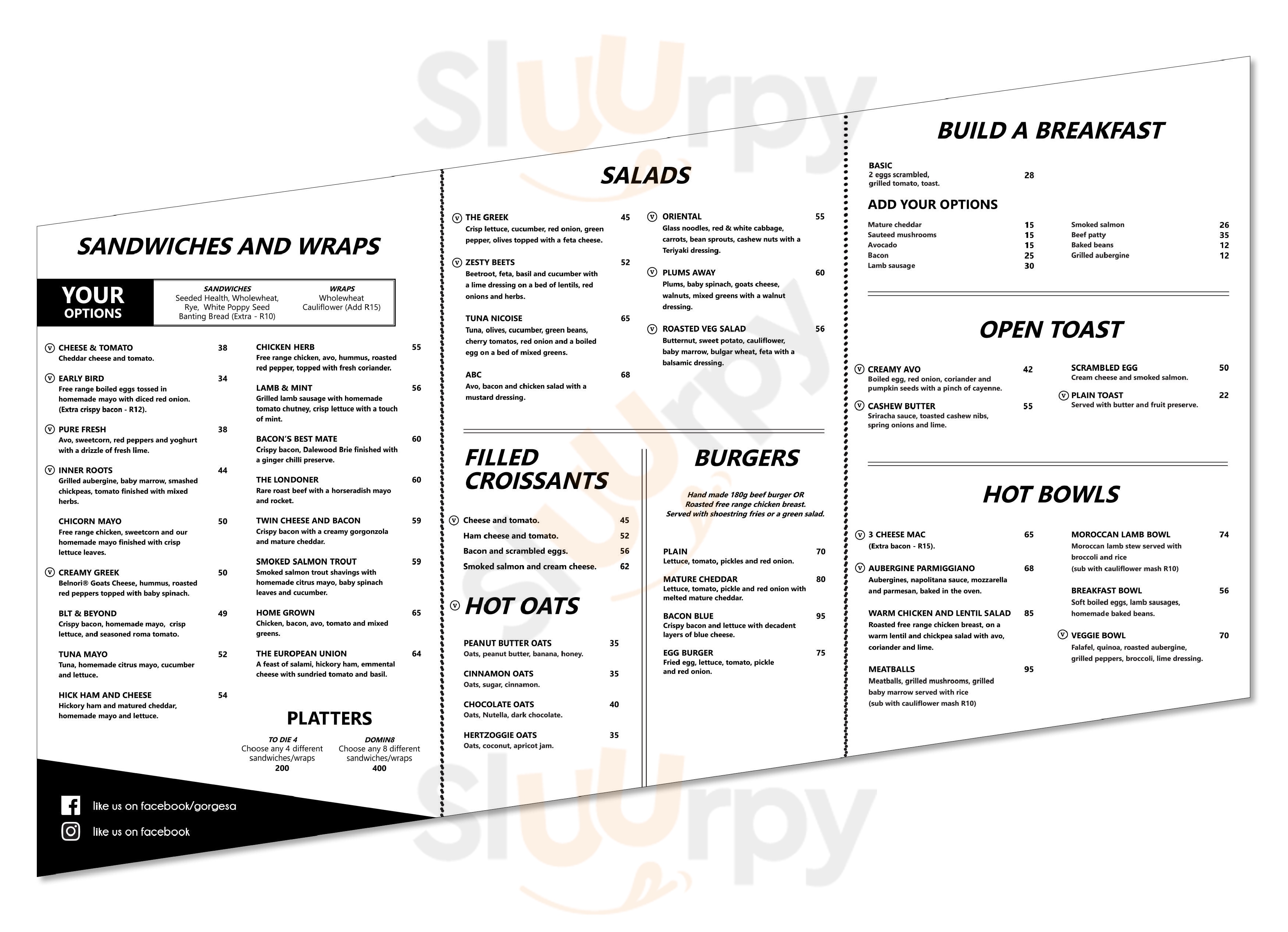 Gorge Sandton Menu - 1