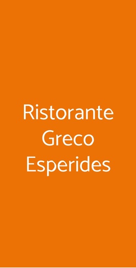 Ristorante Greco Esperides, Milano