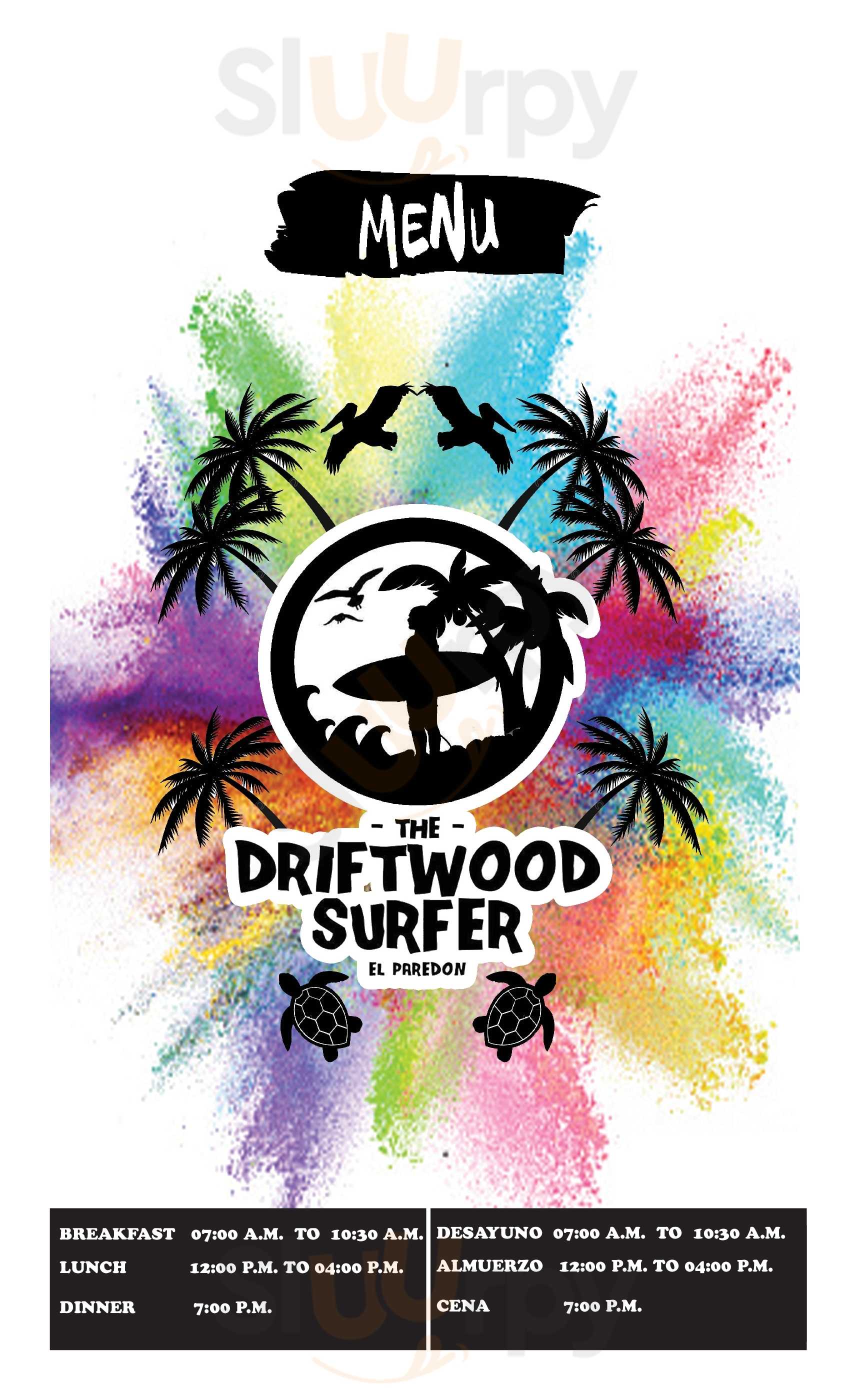 The Driftwood Surfer Restaurant El Paredón Menu - 1