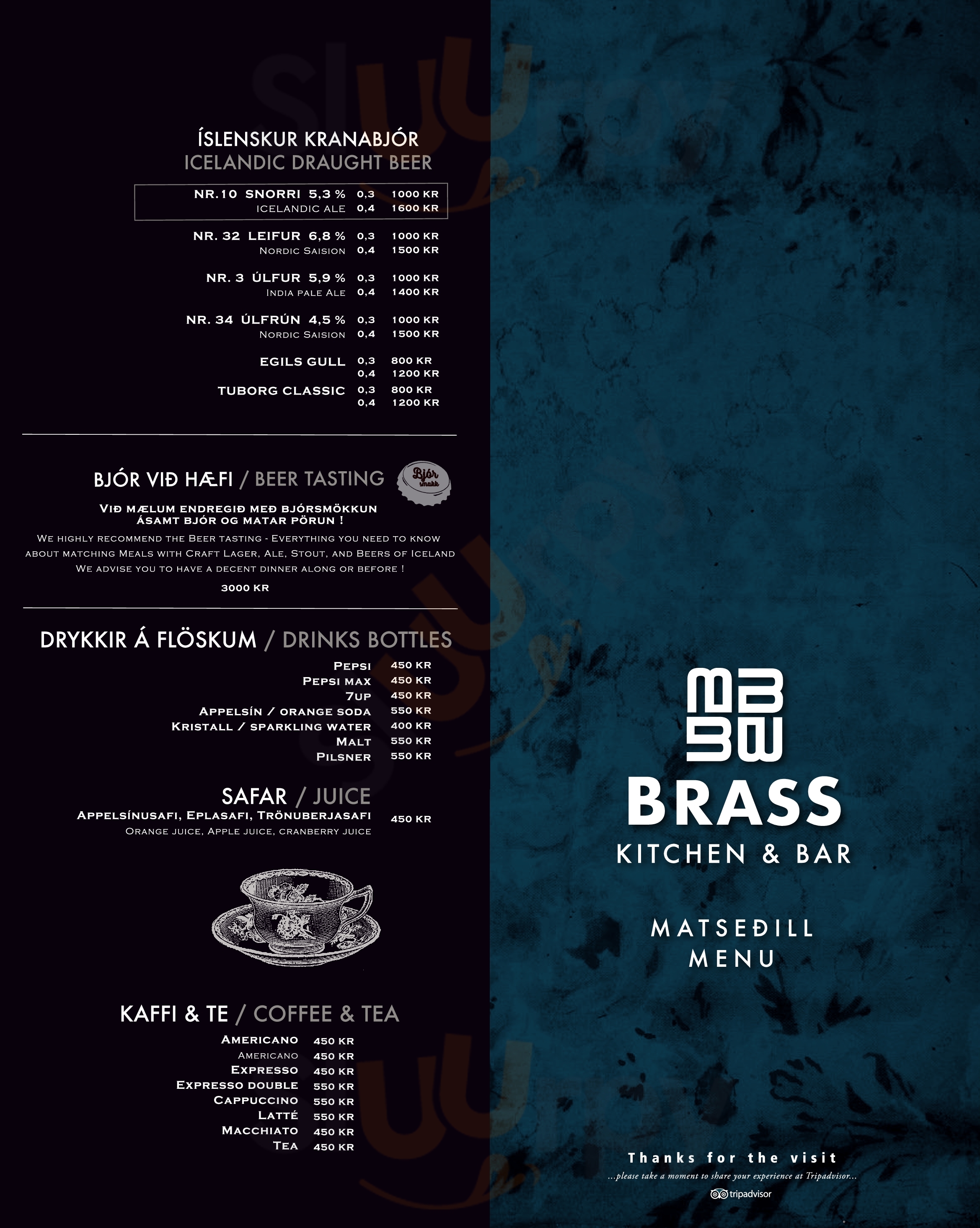 Brass Kitchen&bar Reykjavik Menu - 1