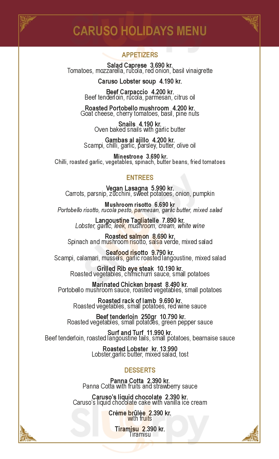 Caruso Reykjavik Menu - 1