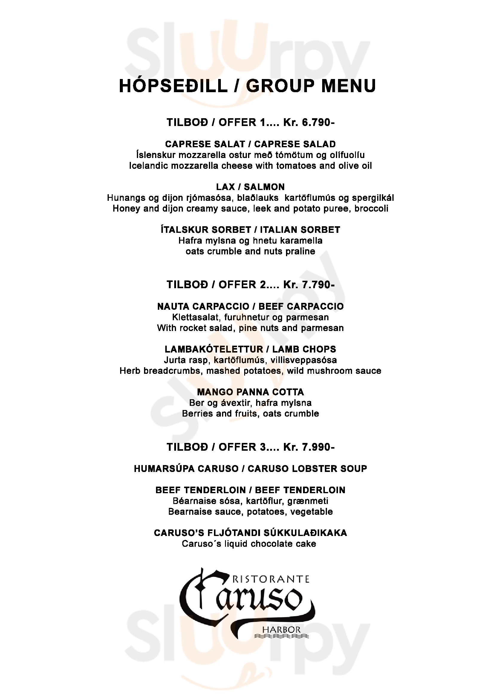Caruso Harbor Reykjavik Menu - 1