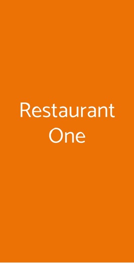 Restaurant One, Milano