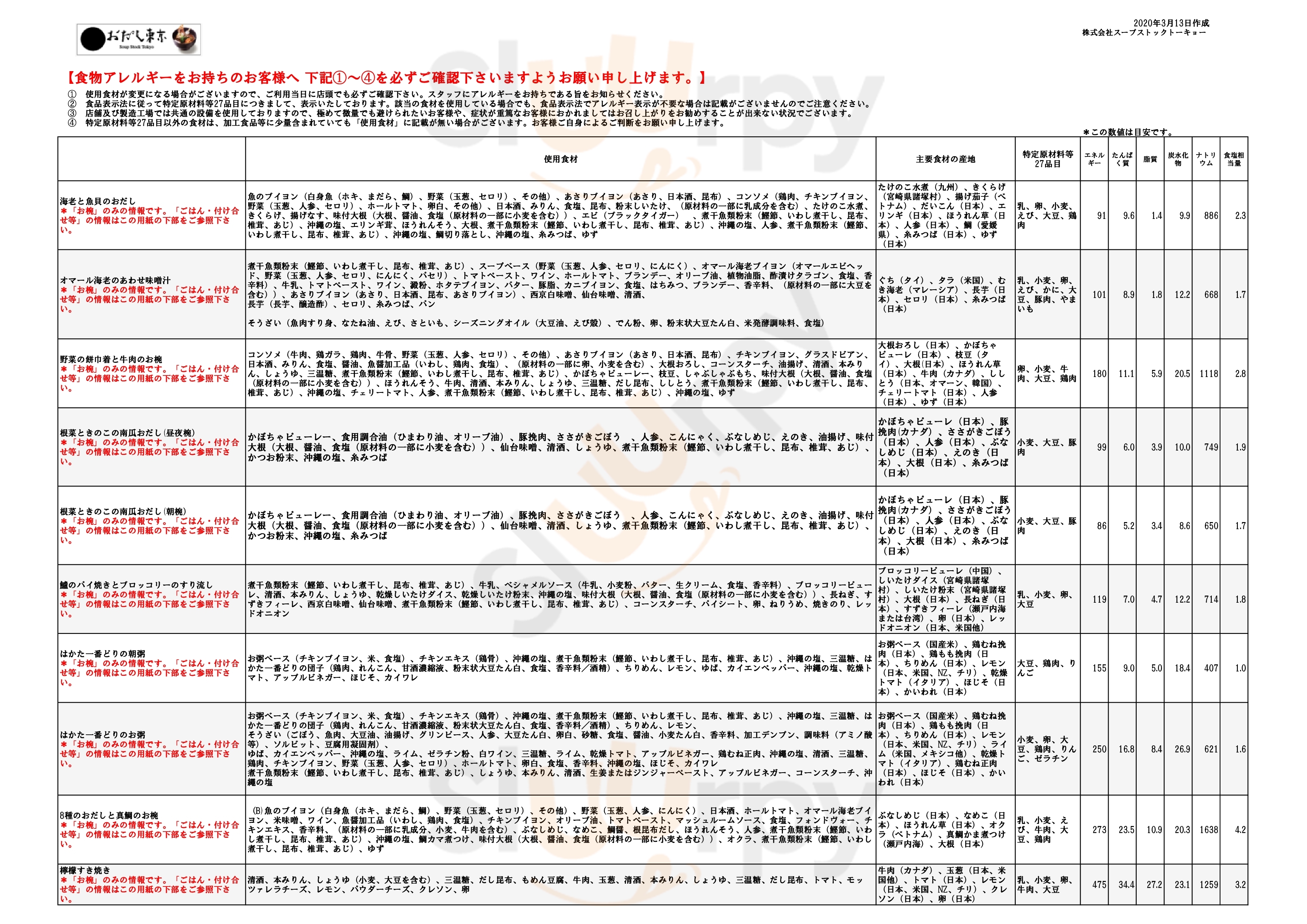 おだし東京 エキュート品川 サウス店 港区 Menu - 1