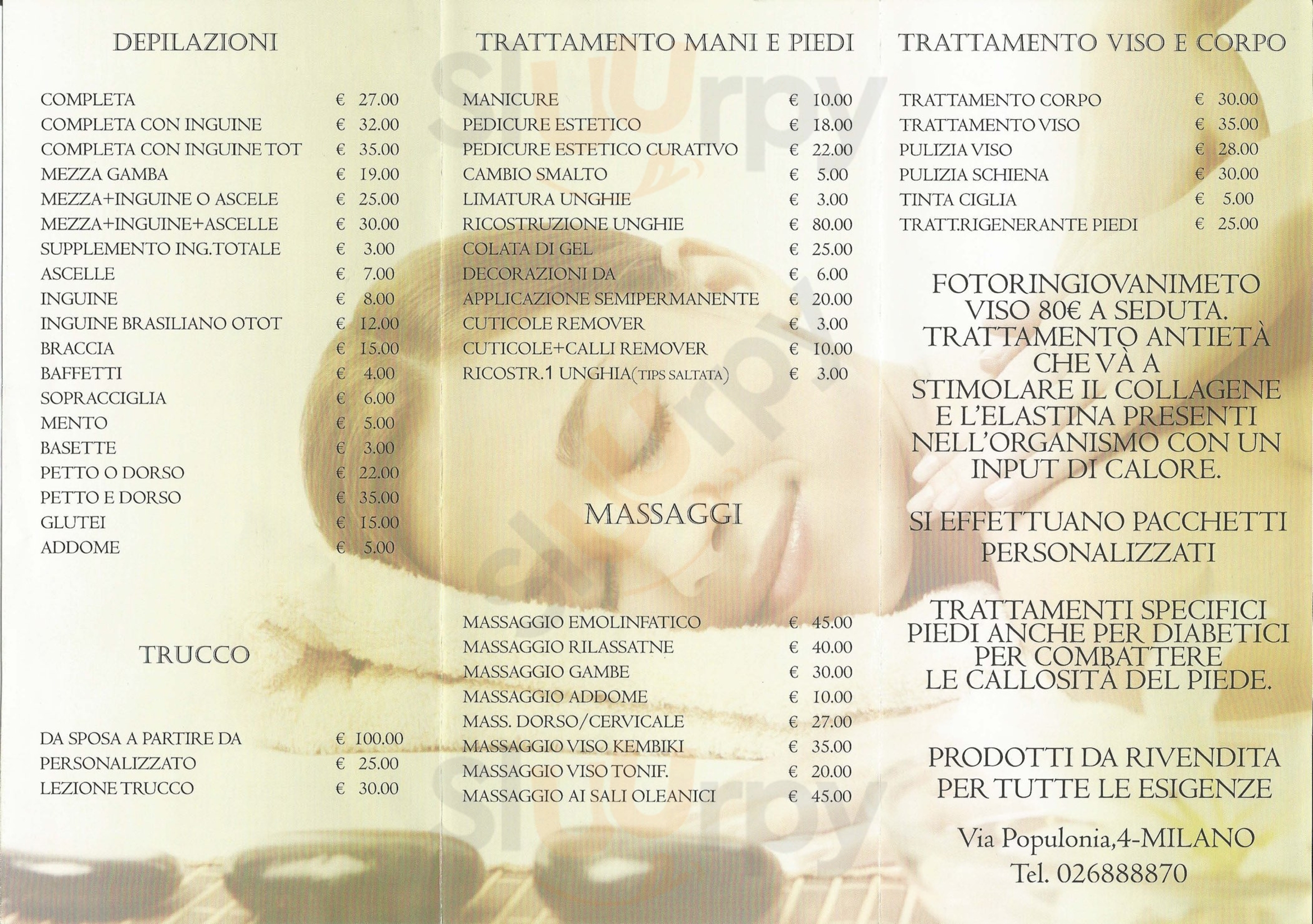 Sunshine Milano Menu - 1