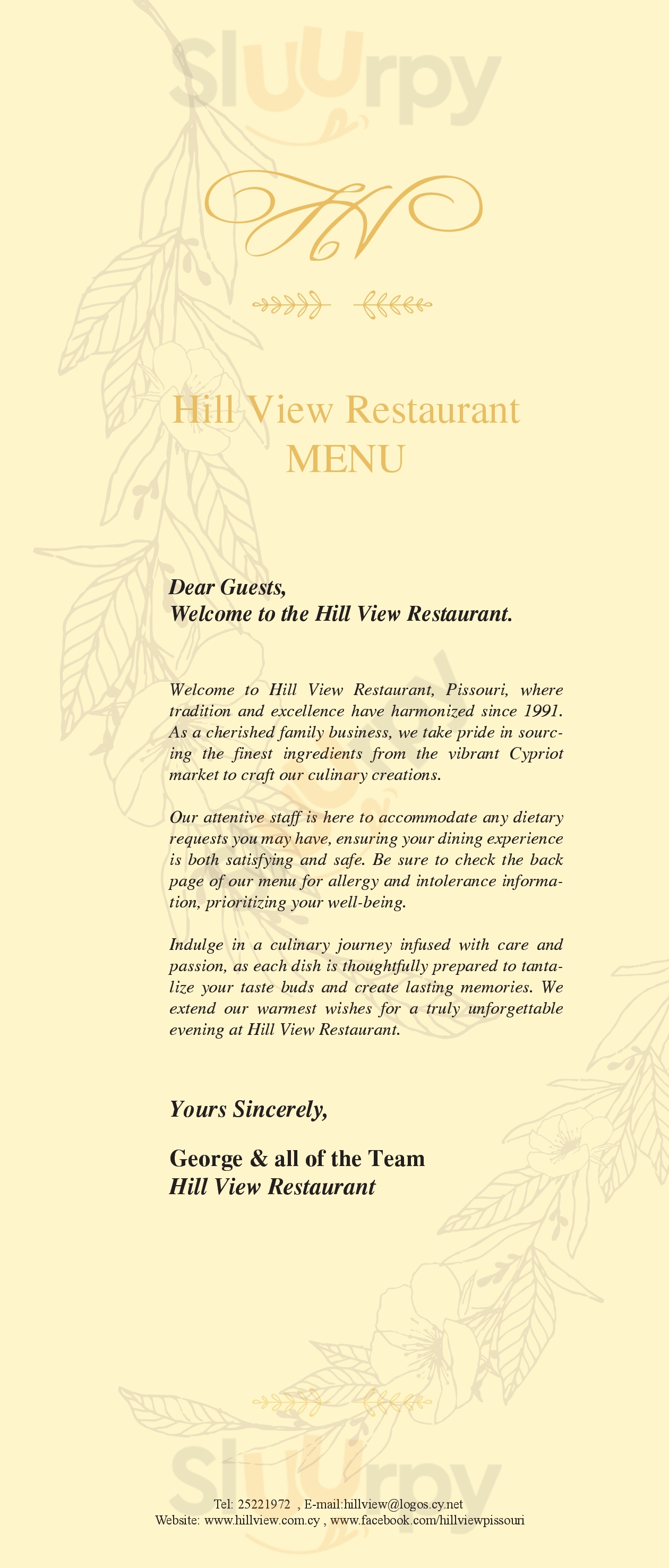Hill View Restaurant Pissouri Menu - 1