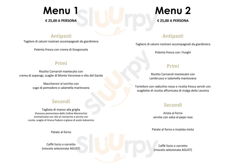 Menu su prenotazione