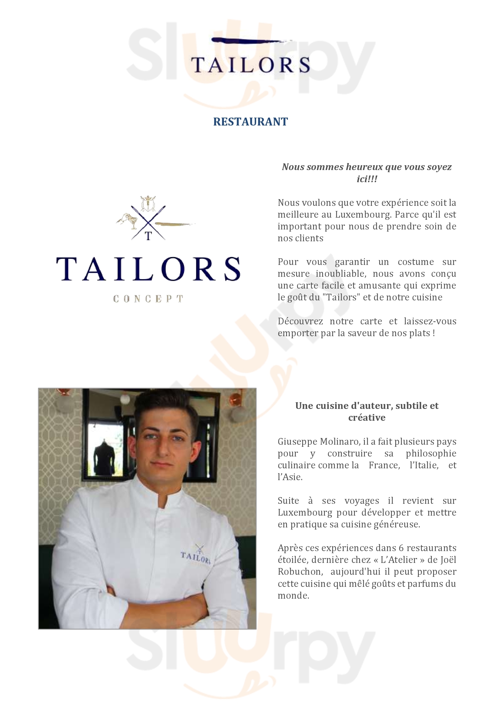 Tailors Concept Luxembourg Menu - 1