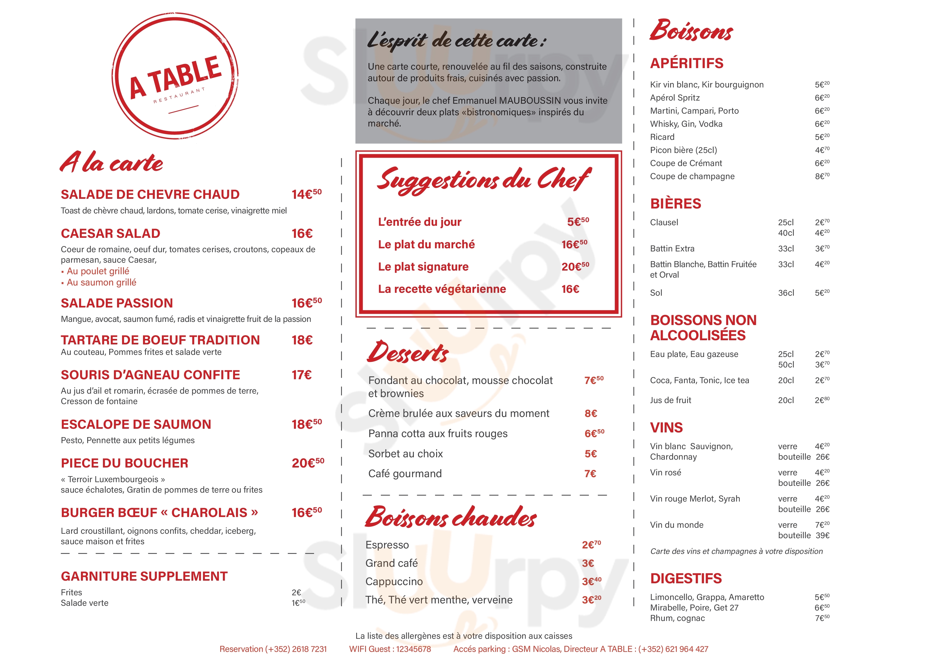 A Table Luxembourg Menu - 1