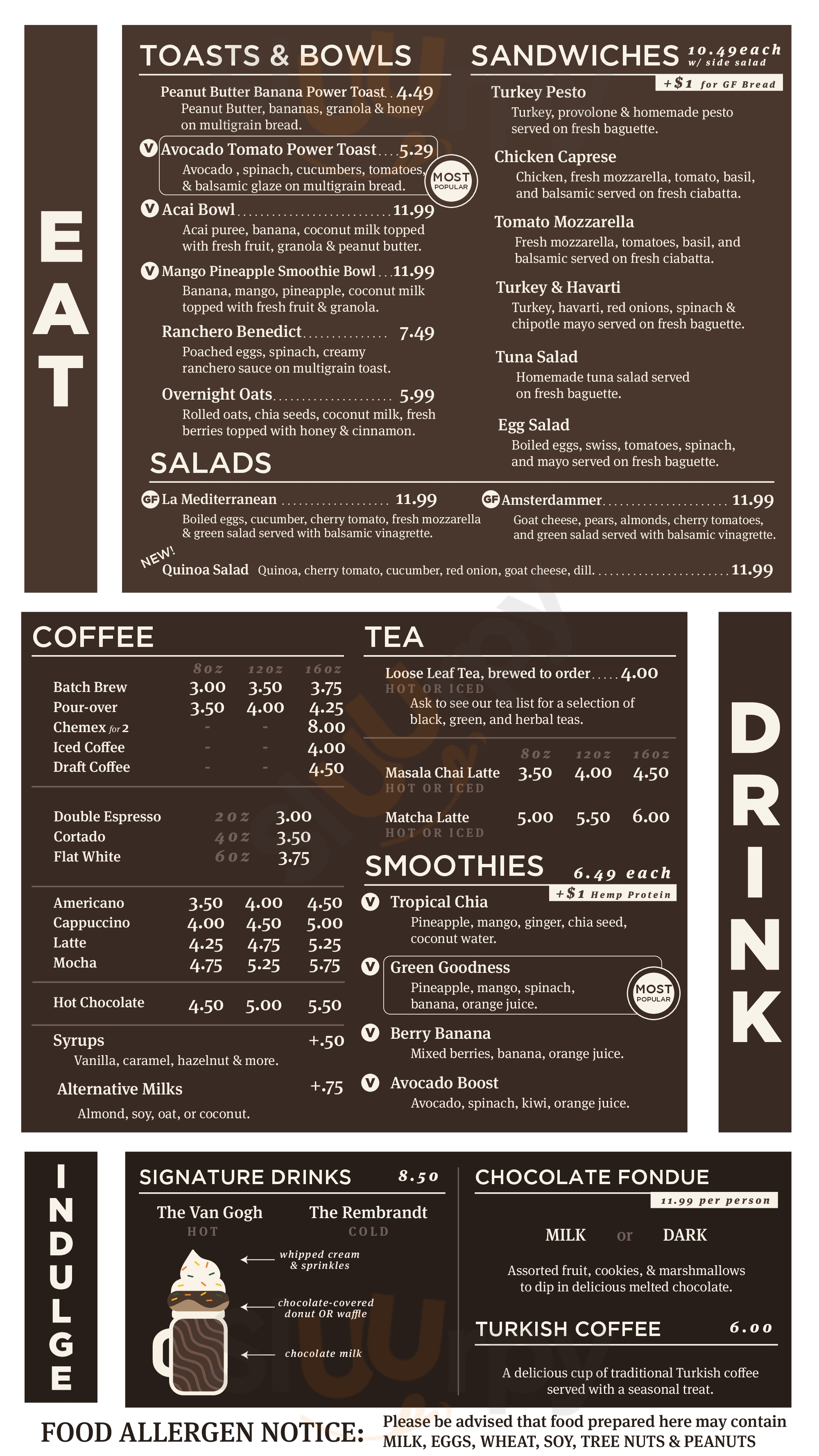 Main Menu - Chique-o-latte