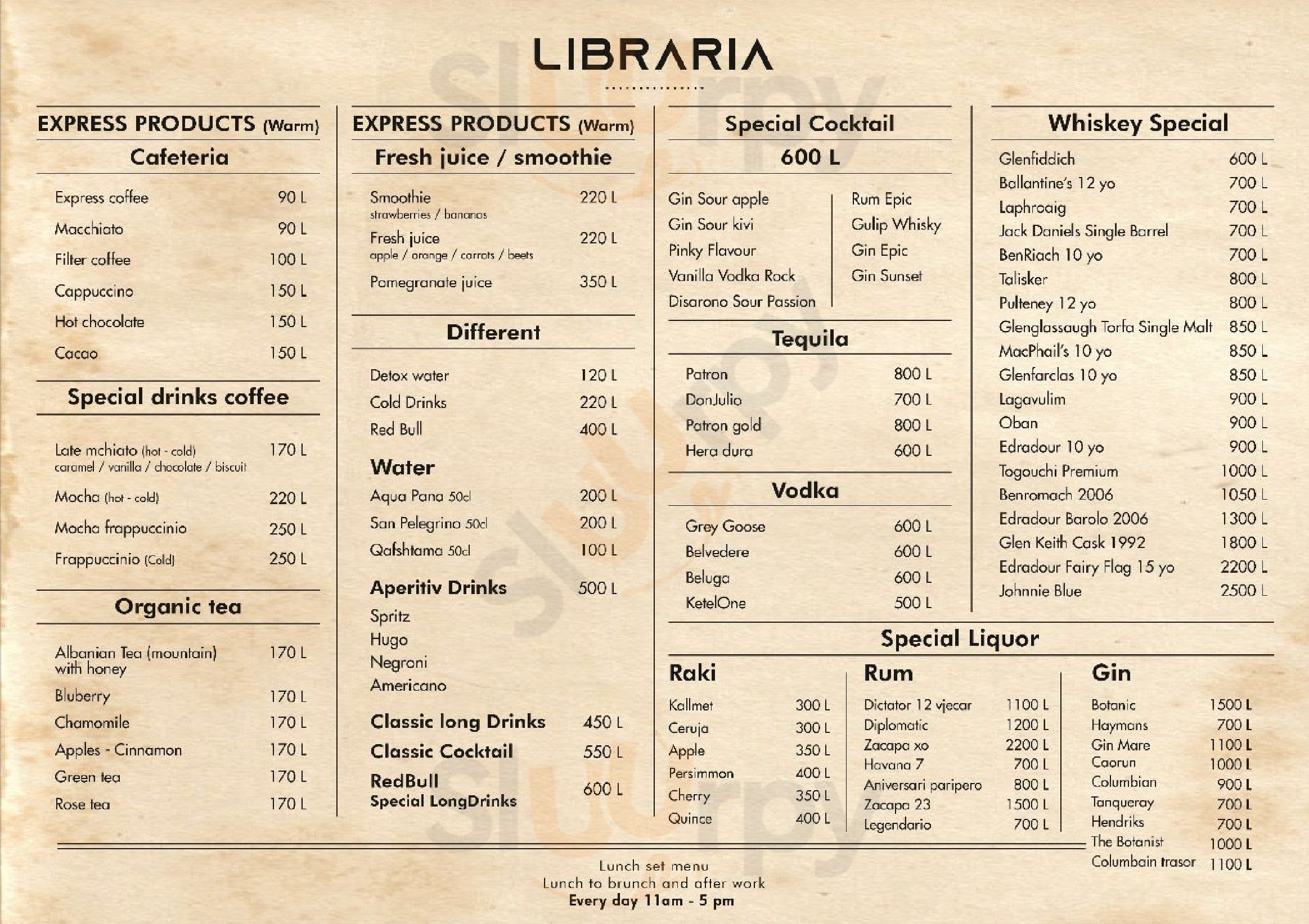 Libraria’s Bar Tirana Menu - 1