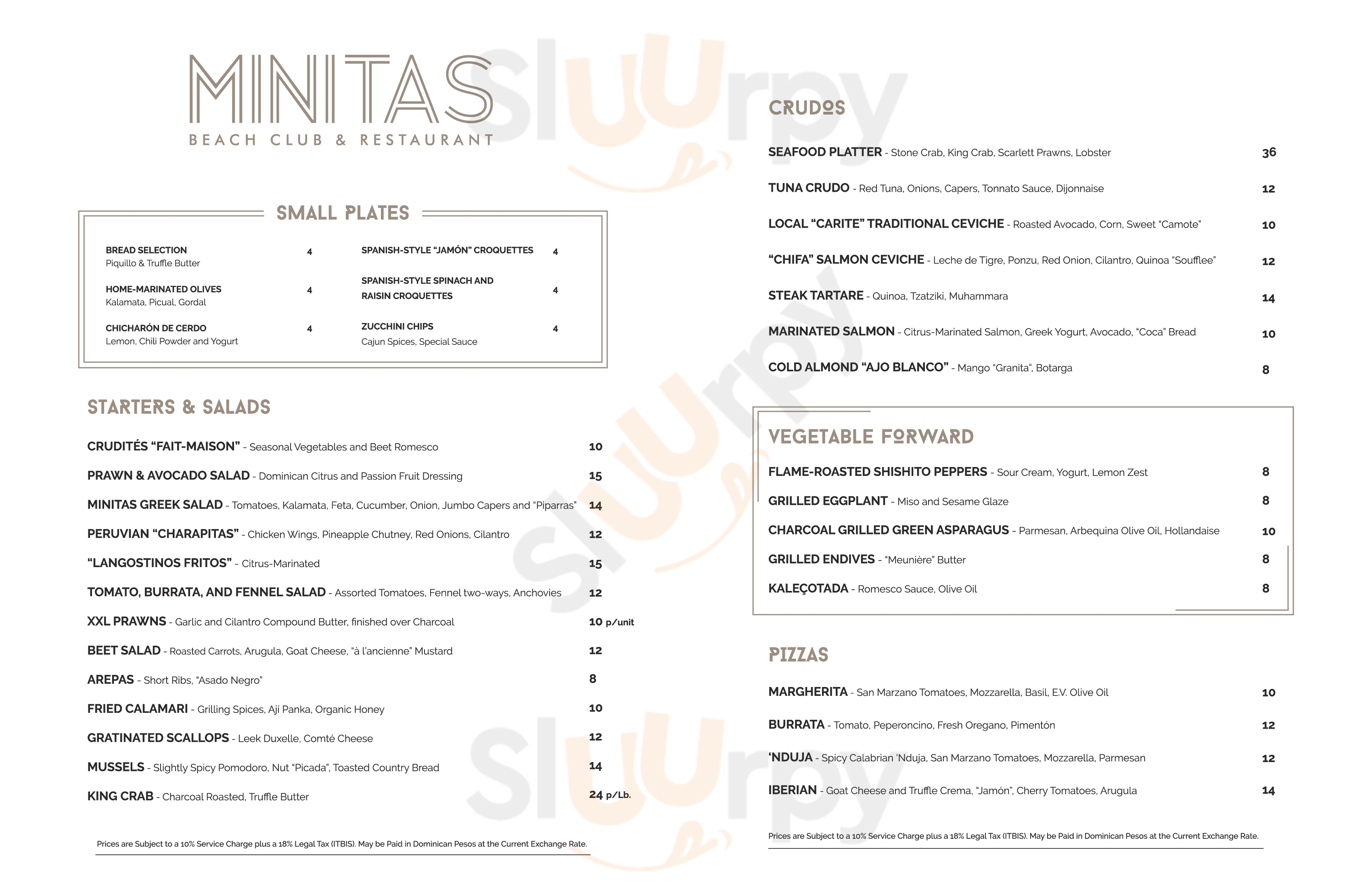 Minitas Beach Club & Restaurant La Romana Menu - 1